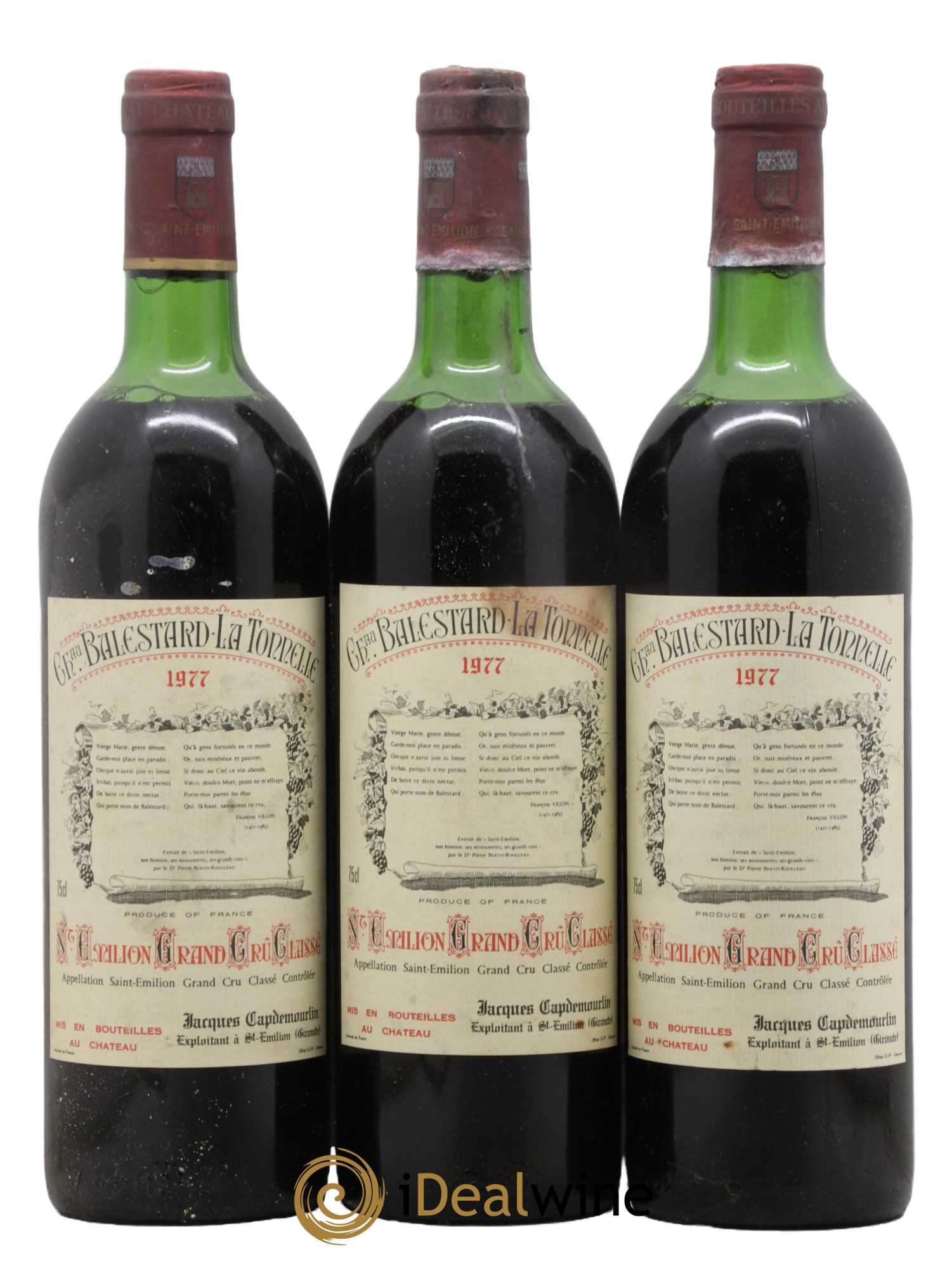 Château Balestard la Tonnelle Grand Cru Classé 1977 - Lot de 3 bouteilles - 0