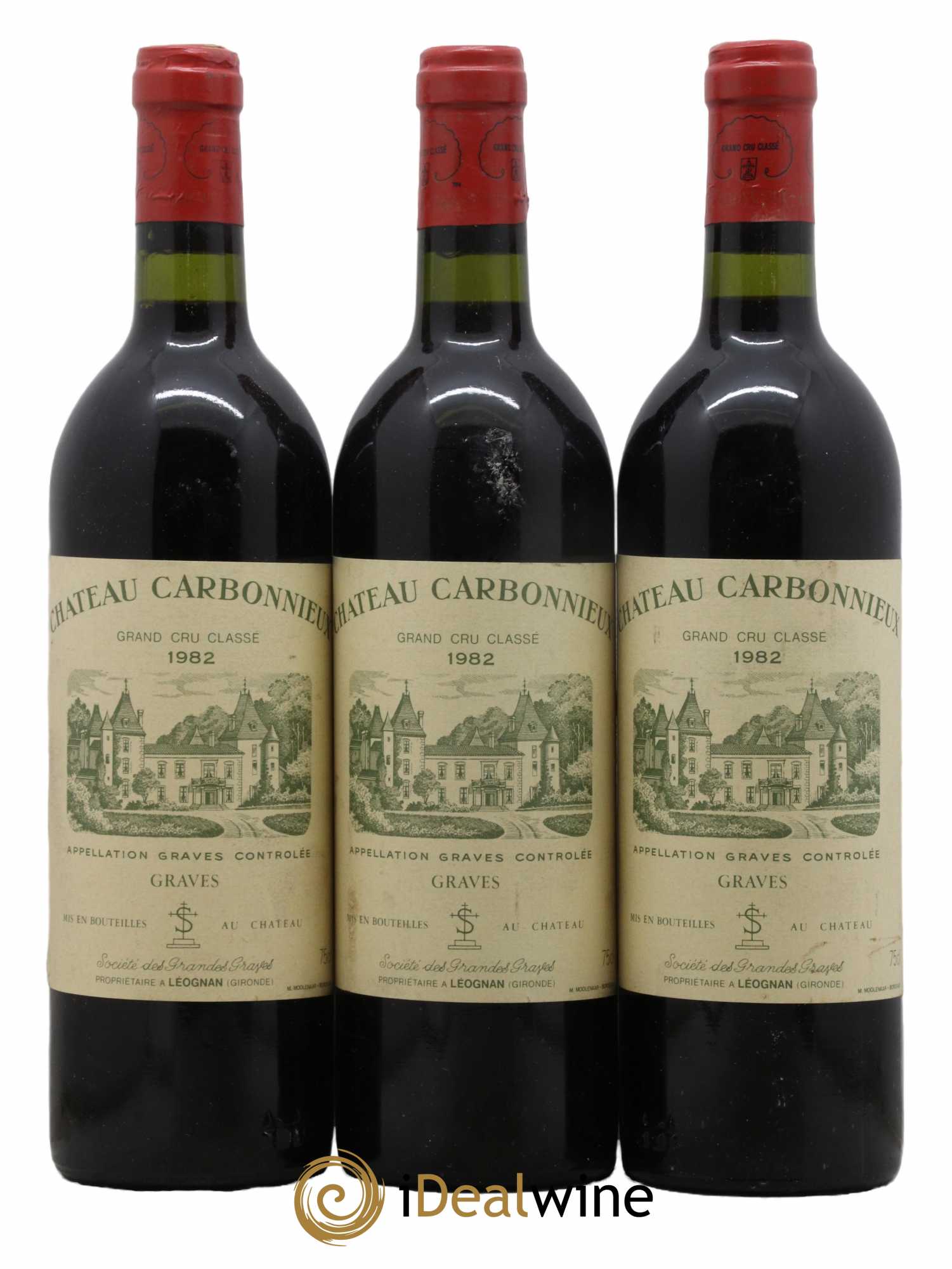 Château Carbonnieux Cru Classé de Graves 1982 - Lot de 3 bouteilles - 0