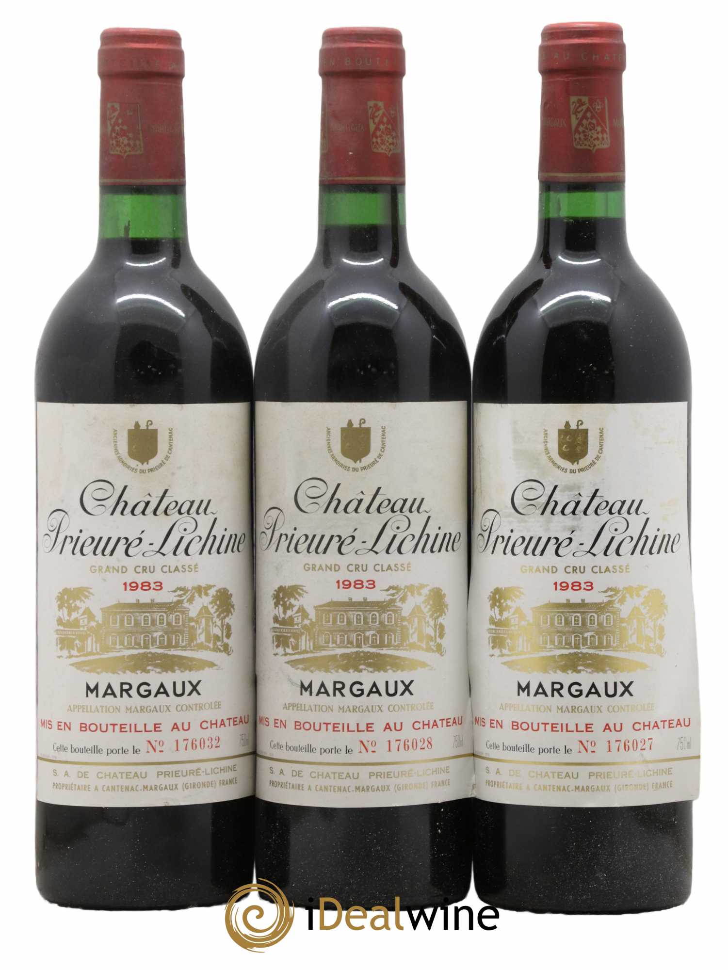 Château Prieuré Lichine 4ème Grand Cru Classé 1983 - Lot de 3 bouteilles - 0