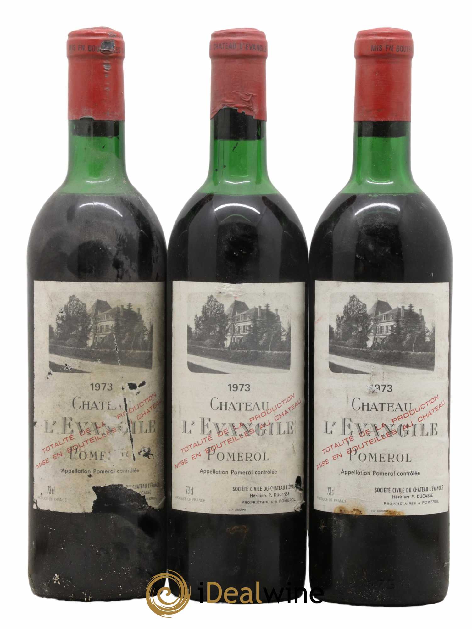Château l' Évangile 1973 - Lot de 3 bouteilles - 0