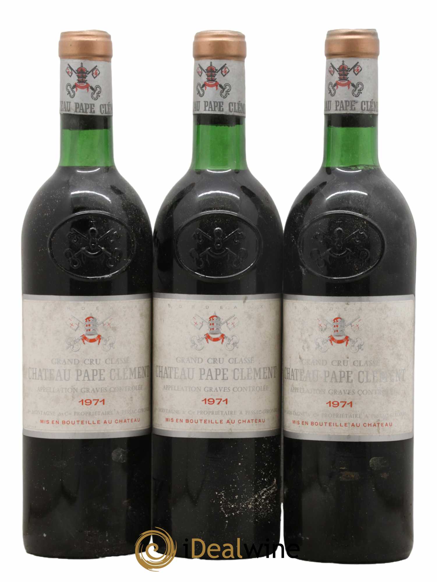 Château Pape Clément Cru Classé de Graves 1971 - Lot de 3 bouteilles - 0