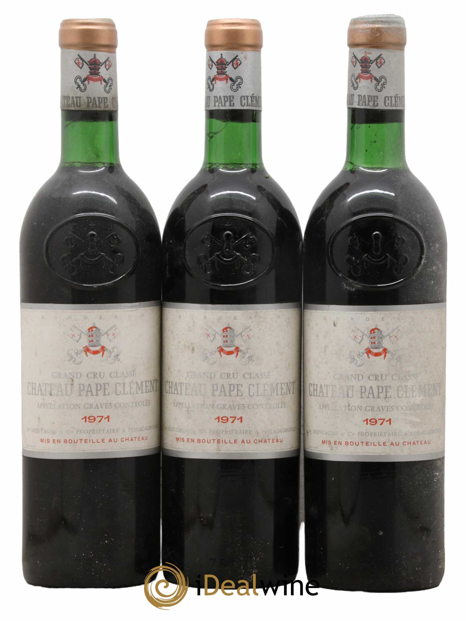 Château Pape Clément Cru Classé de Graves 1971 - Lot de 3 bouteilles - 0