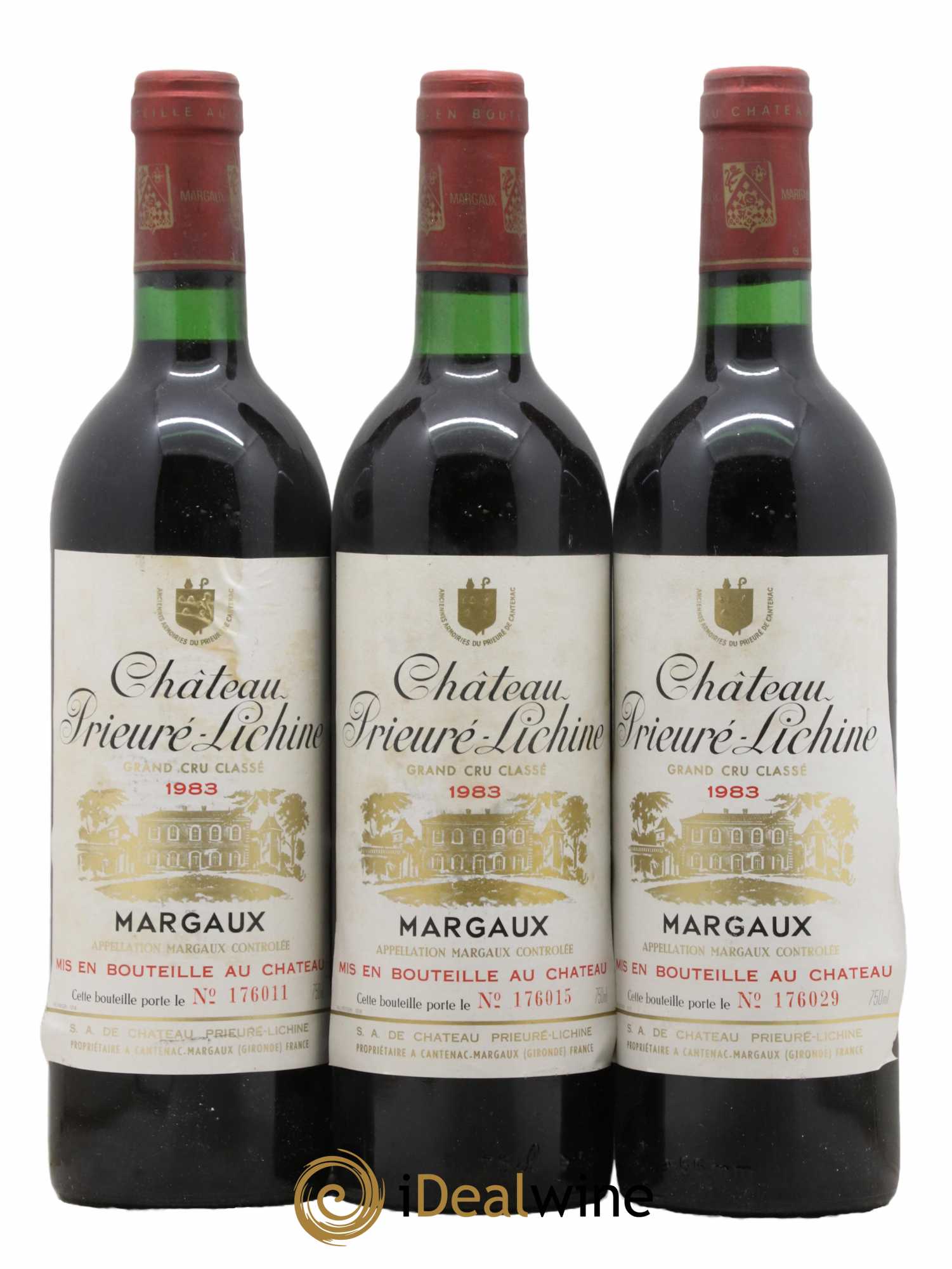 Château Prieuré Lichine 4ème Grand Cru Classé 1983 - Lot de 3 bouteilles - 0