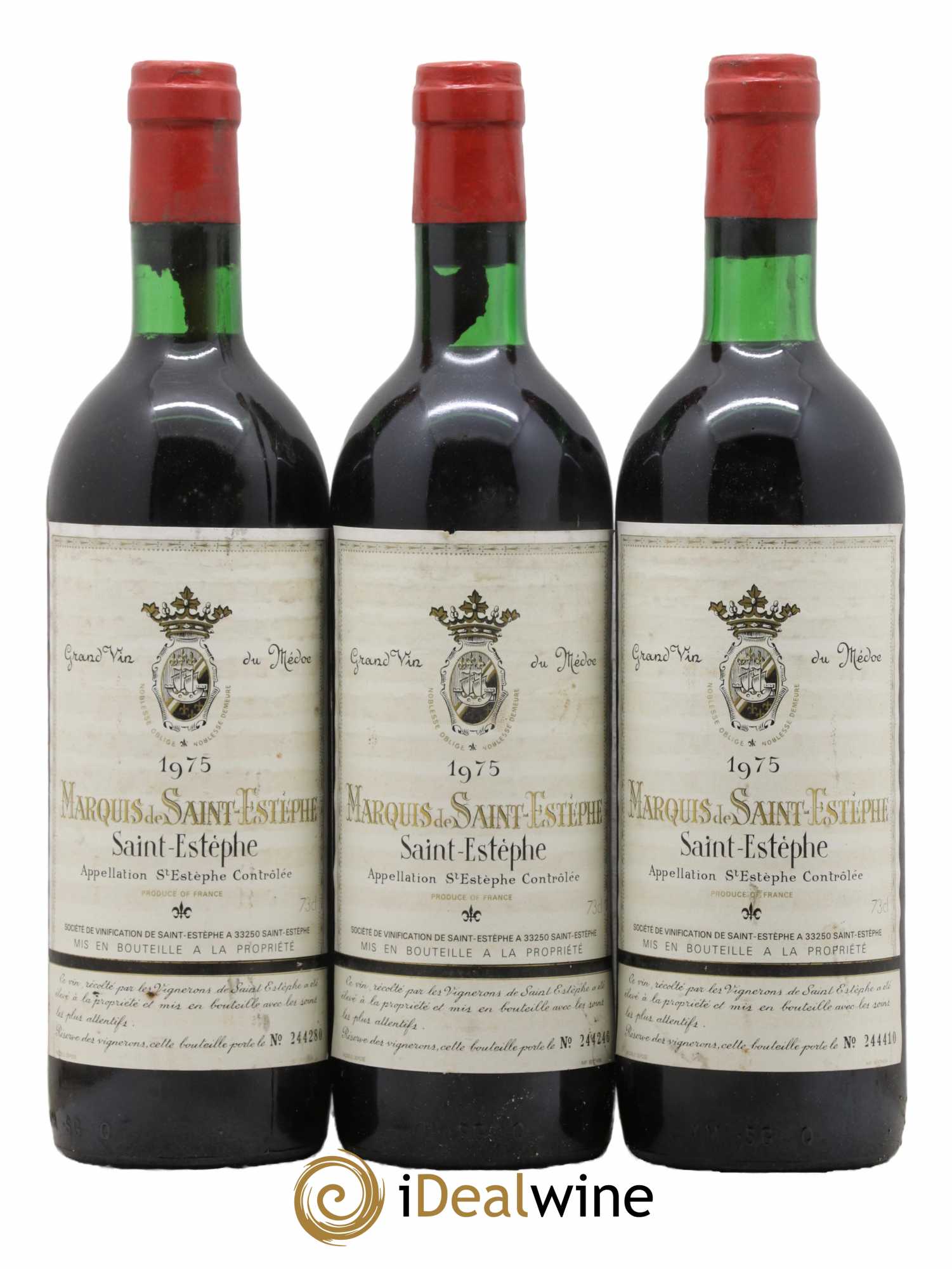 Marquis de Saint Estèphe 1975 - Lot de 3 bouteilles - 0