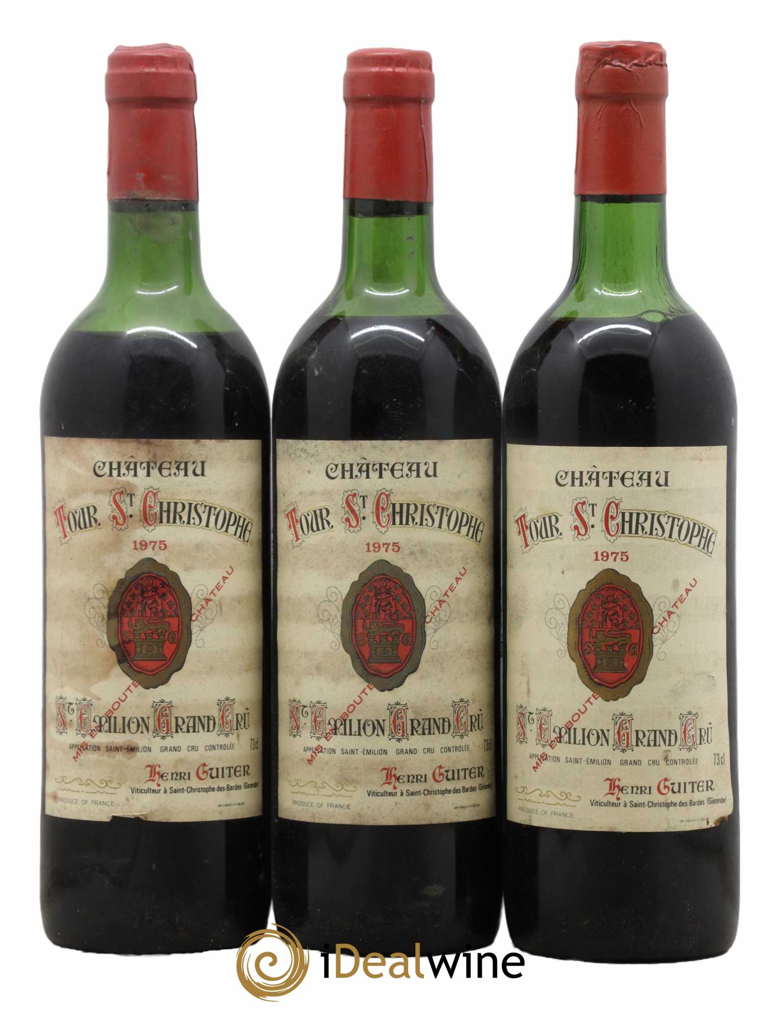 Saint-Émilion Grand Cru Château Tour Saint Christophe 1975 - Lot de 3 bouteilles - 0