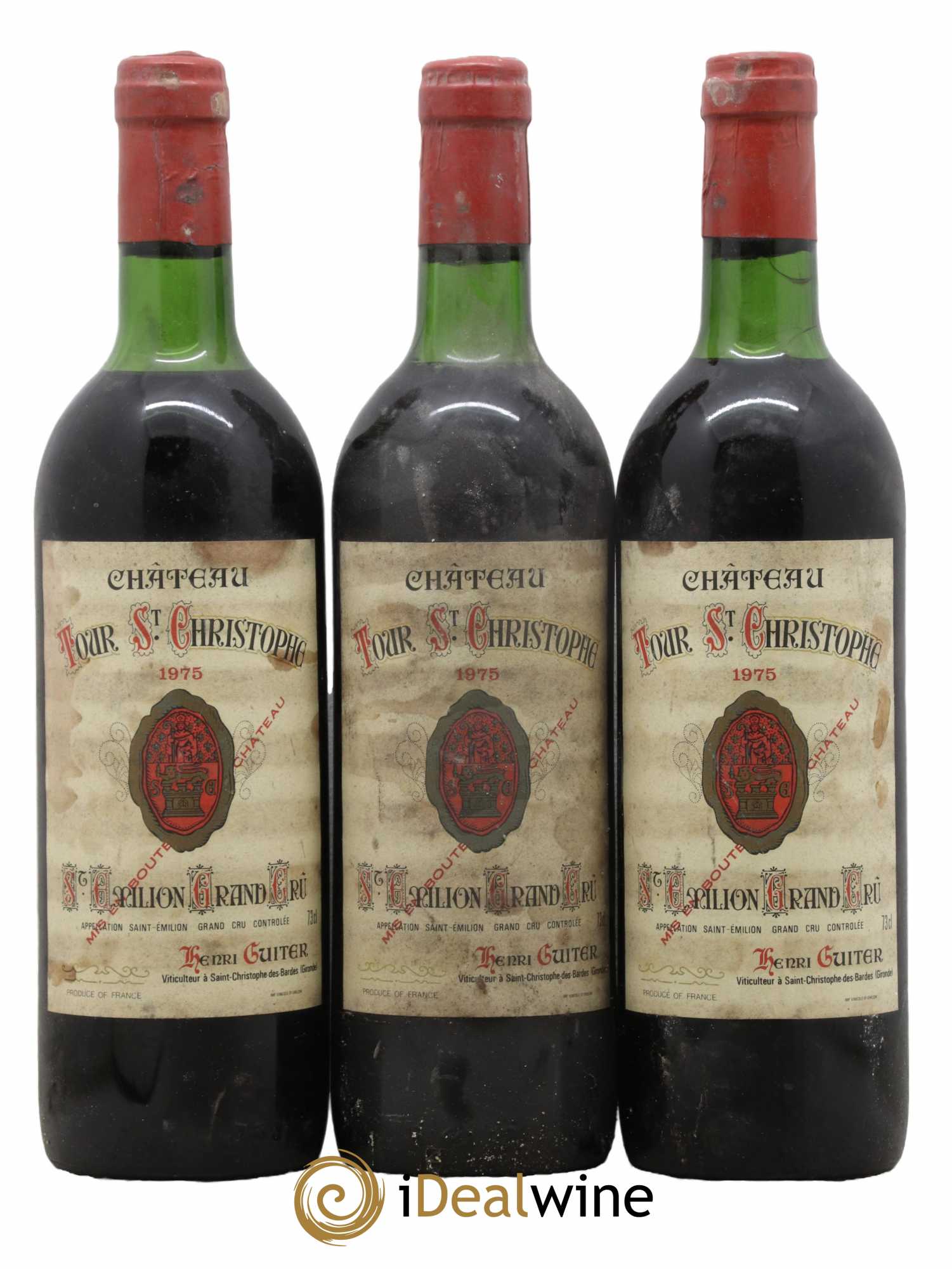 Saint-Émilion Grand Cru Château Tour Saint Christophe 1975 - Lot de 3 bouteilles - 0