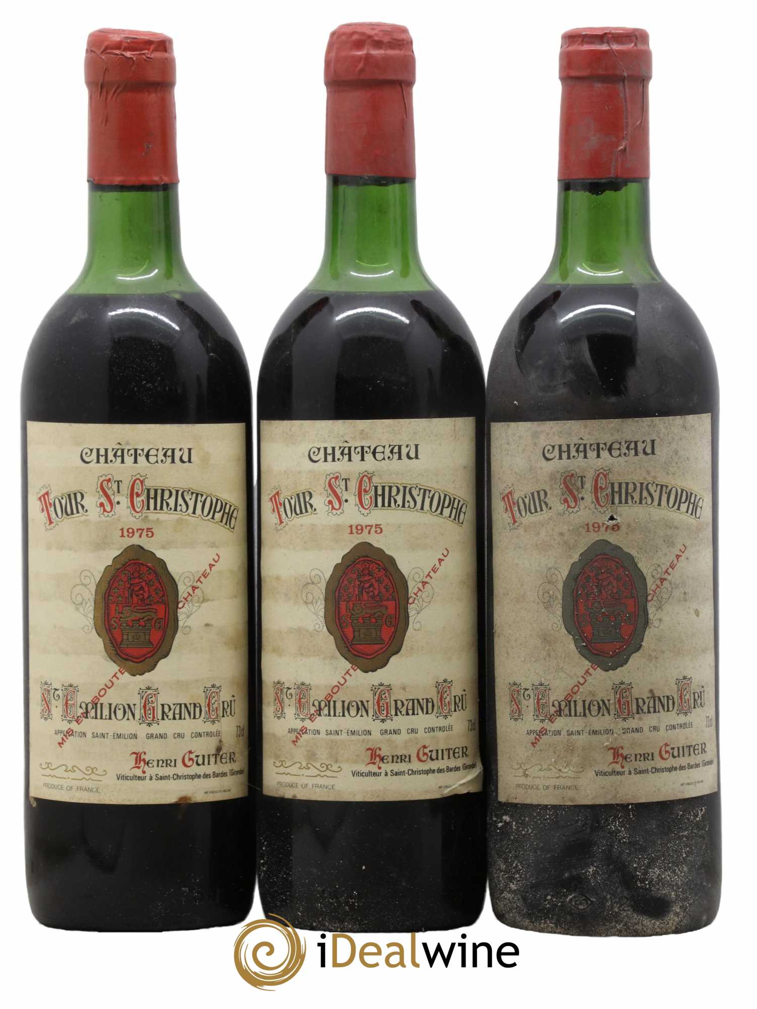 Saint-Émilion Grand Cru Château Tour Saint Christophe 1975 - Lot de 3 bouteilles - 0