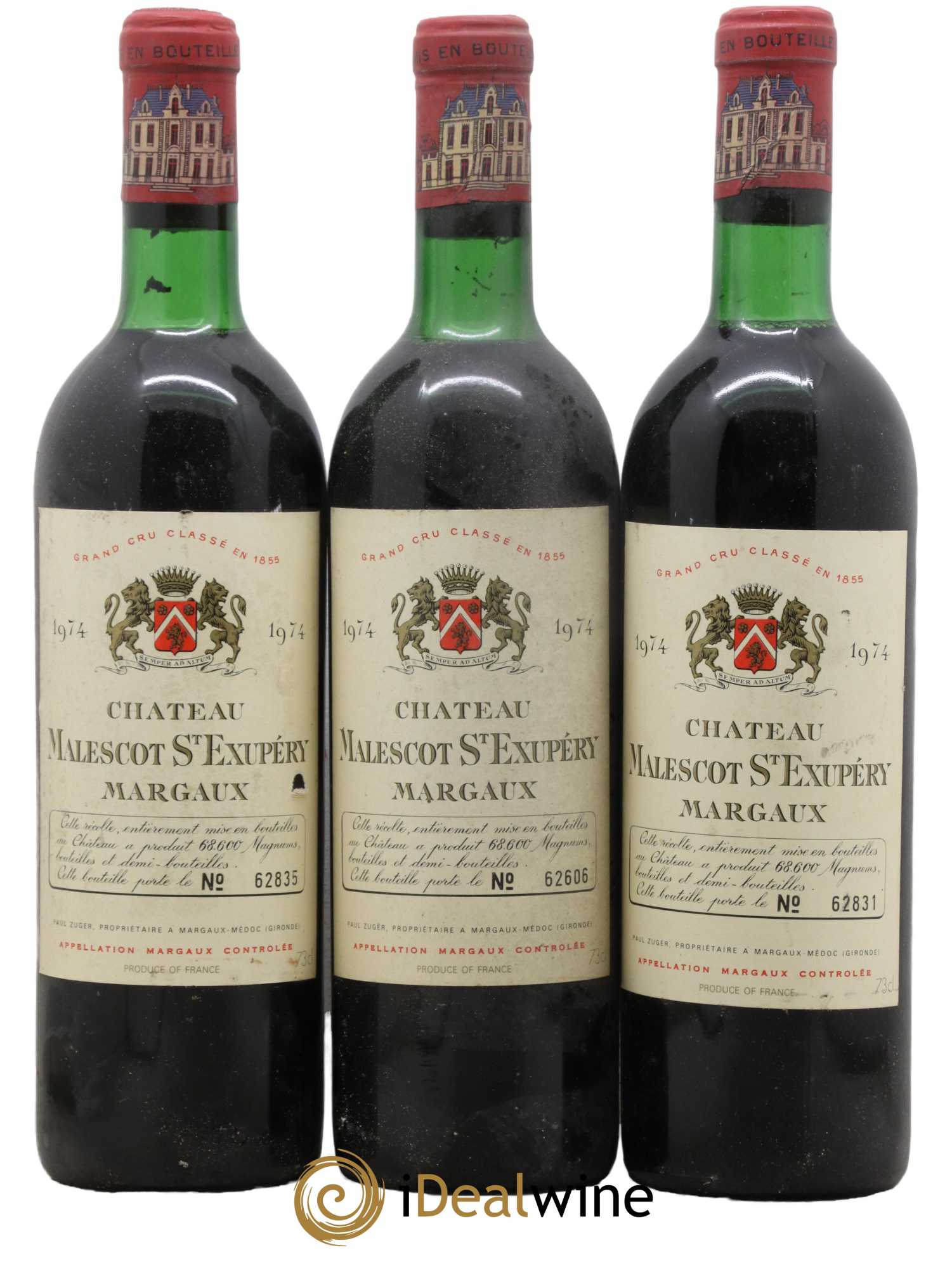 Château Malescot Saint-Exupéry 3ème Grand Cru Classé 1974 - Lot de 3 bouteilles - 0