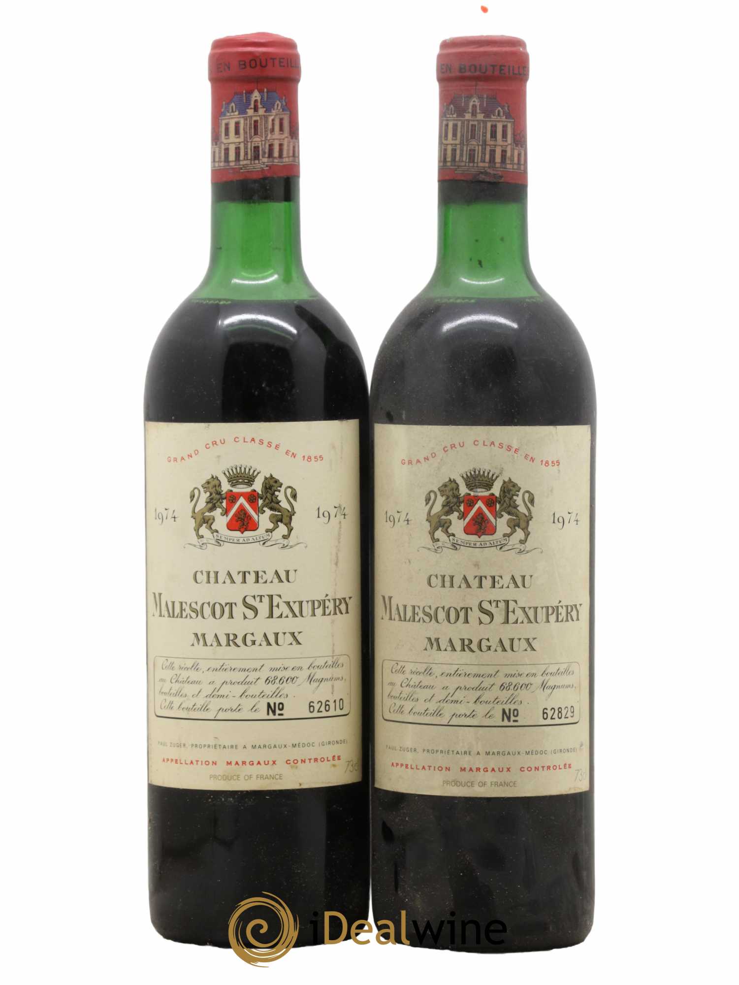 Château Malescot Saint-Exupéry 3ème Grand Cru Classé 1974 - Lot de 2 bouteilles - 0