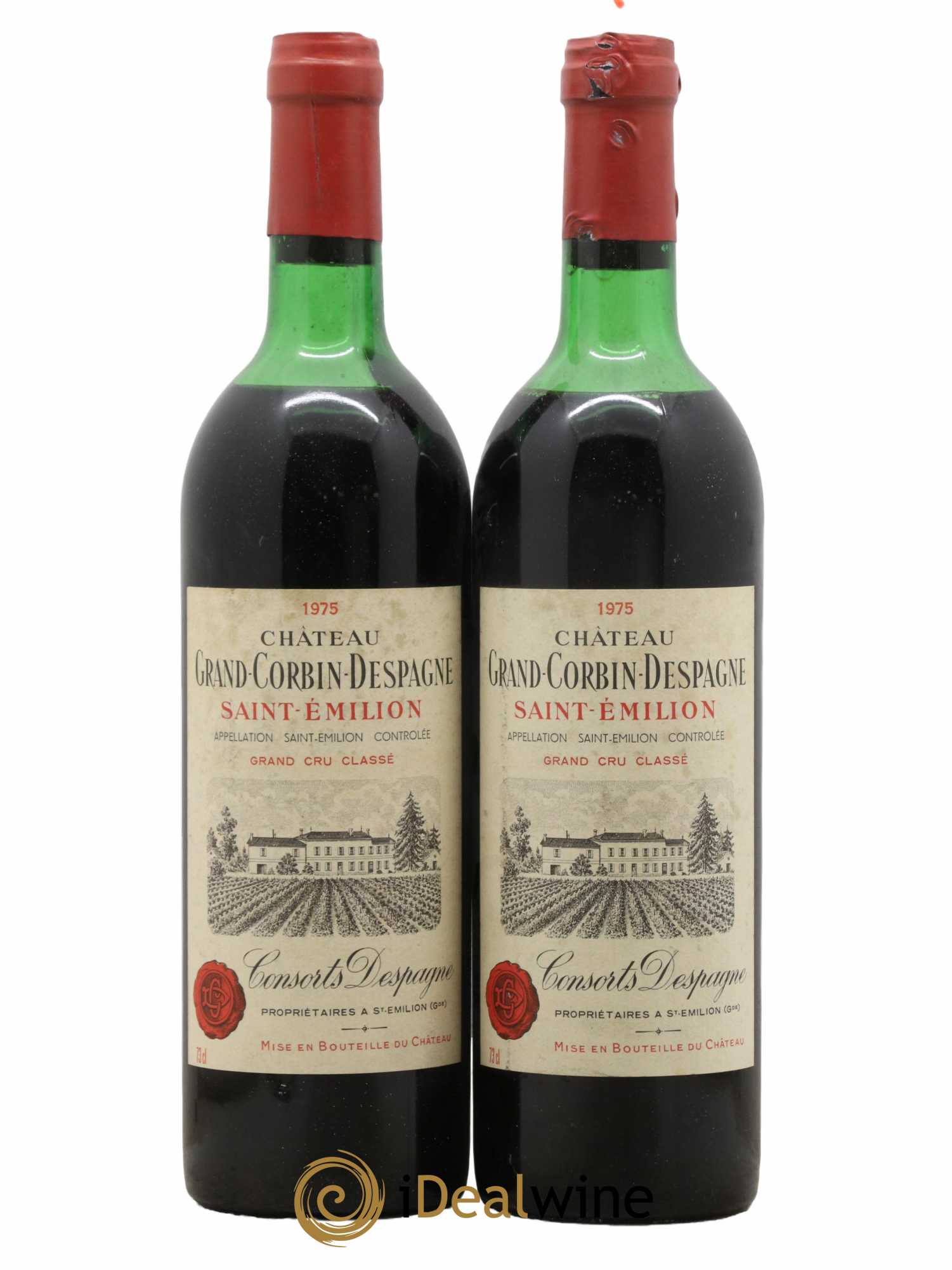 Château Grand Corbin Despagne Grand Cru Classé 1975 - Lot de 2 bouteilles - 0