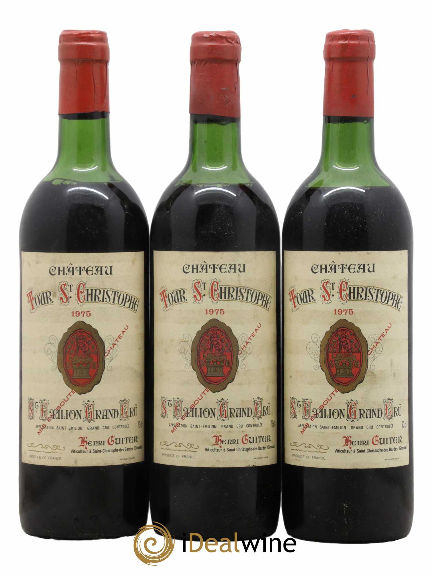 Saint-Émilion Grand Cru Château Tour Saint Christophe 1975 - Lot de 3 bouteilles - 0