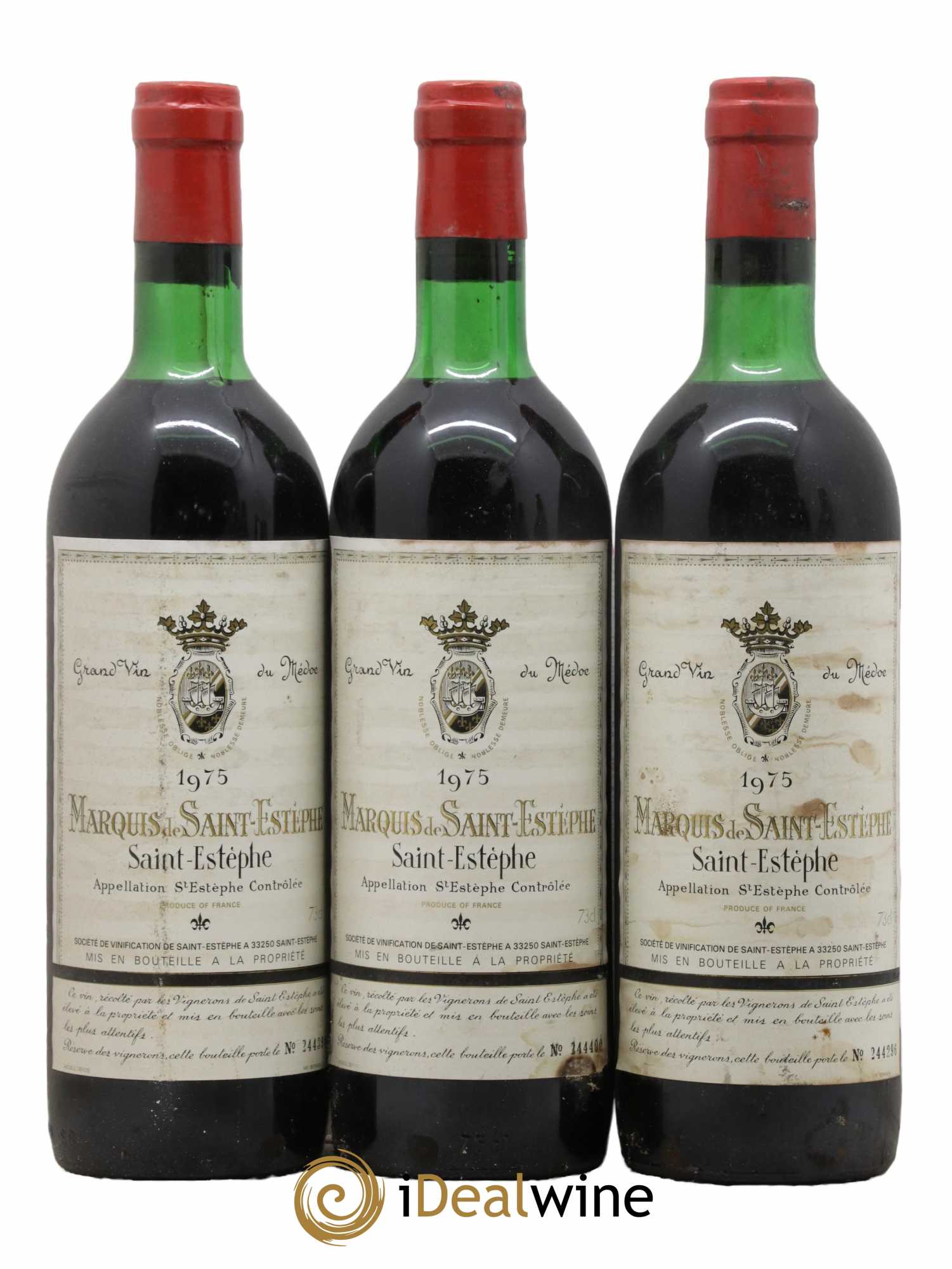 Marquis de Saint Estèphe 1975 - Lot de 3 bouteilles - 0