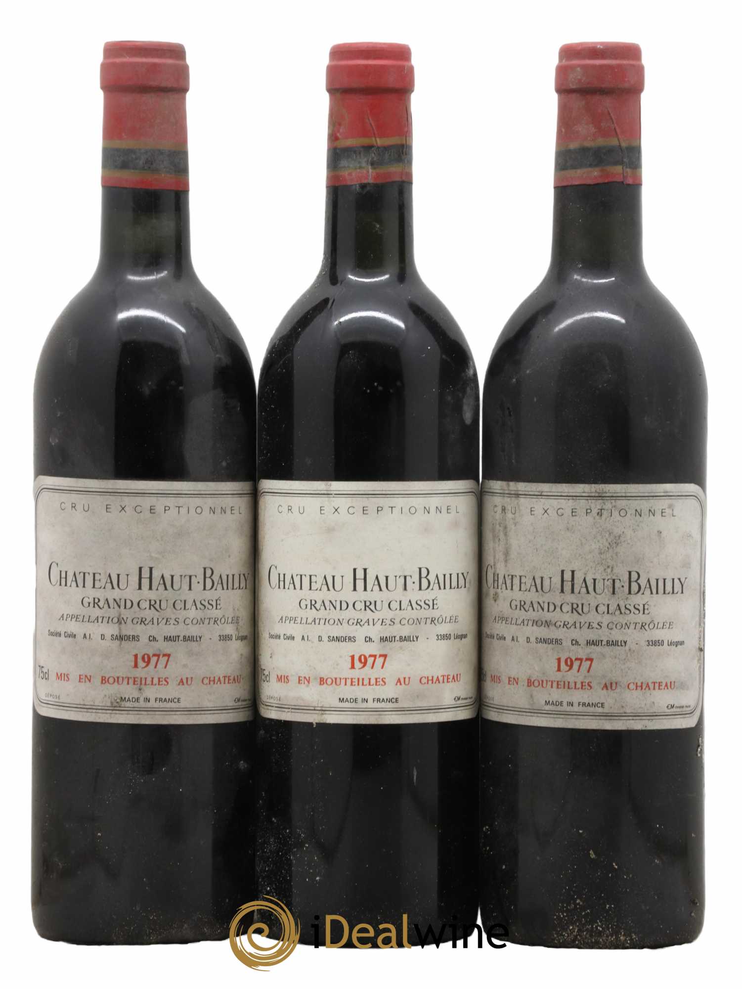 Château Haut-Bailly Cru Classé de Graves 1977 - Lot de 3 bouteilles - 0