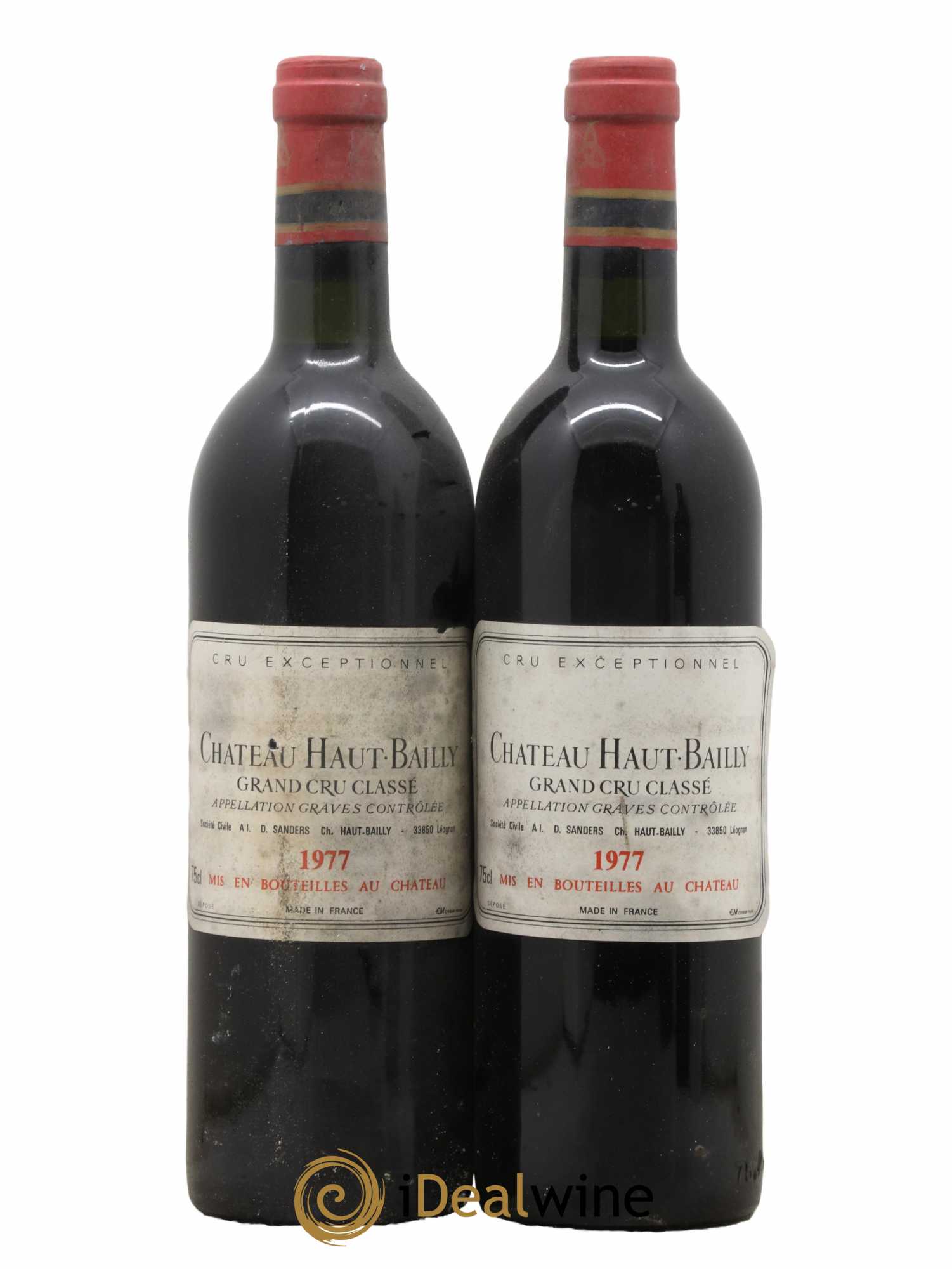 Château Haut-Bailly Cru Classé de Graves 1977 - Lot de 2 bouteilles - 0