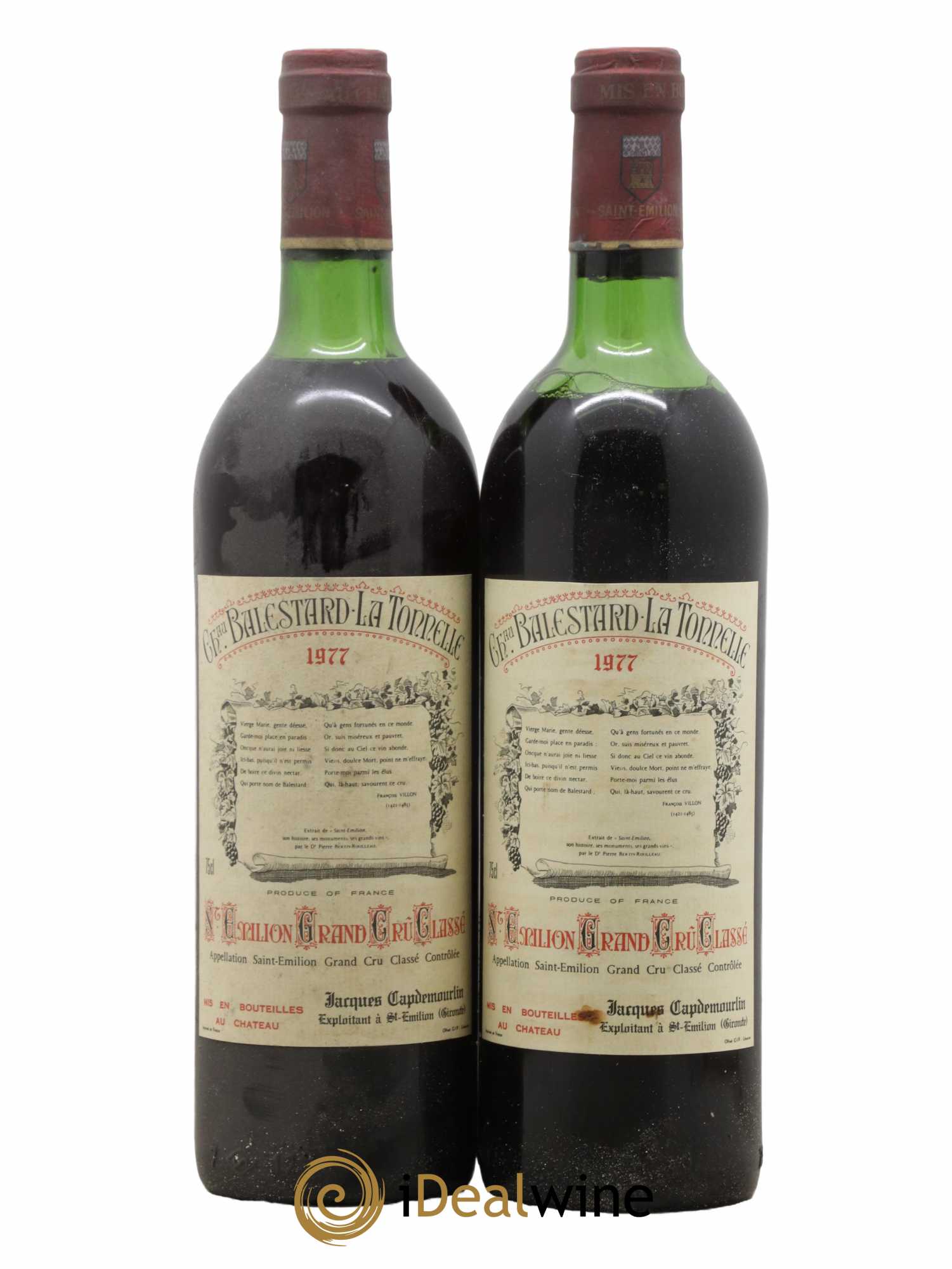 Château Balestard la Tonnelle Grand Cru Classé 1977 - Lot de 2 bouteilles - 0