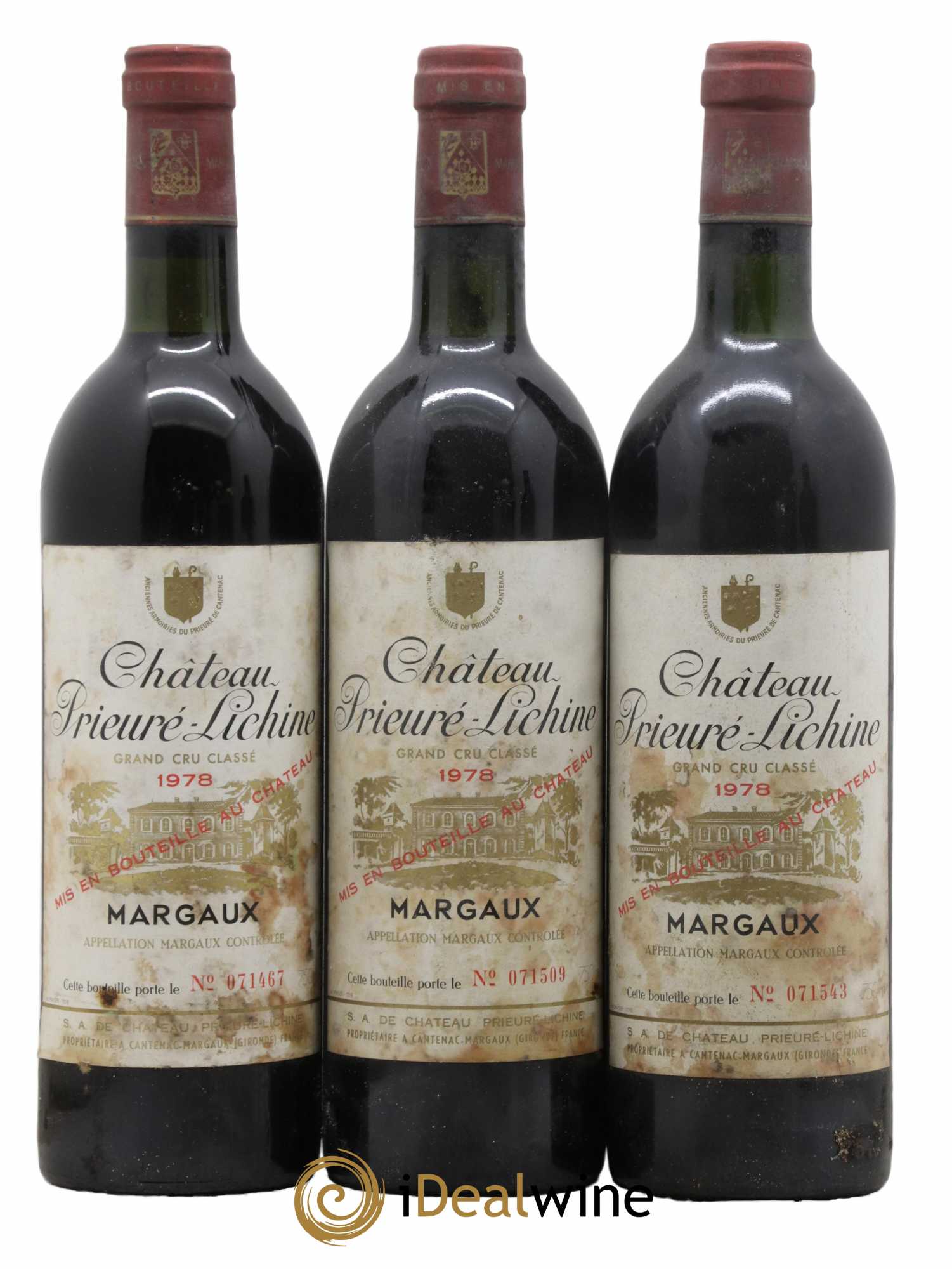 Château Prieuré Lichine 4ème Grand Cru Classé 1978 - Lot de 3 bouteilles - 0