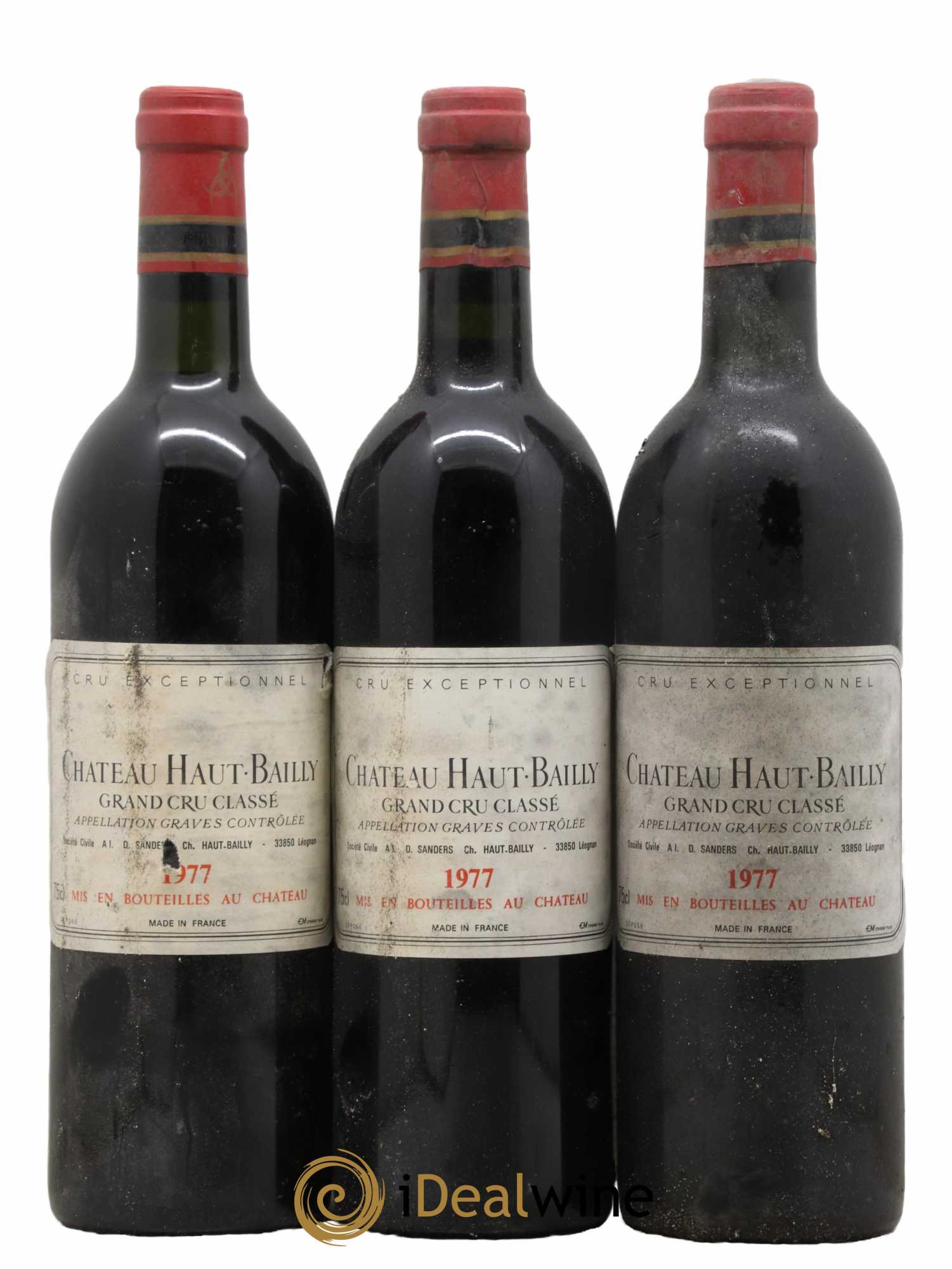 Château Haut-Bailly Cru Classé de Graves 1977 - Lot de 3 bouteilles - 0