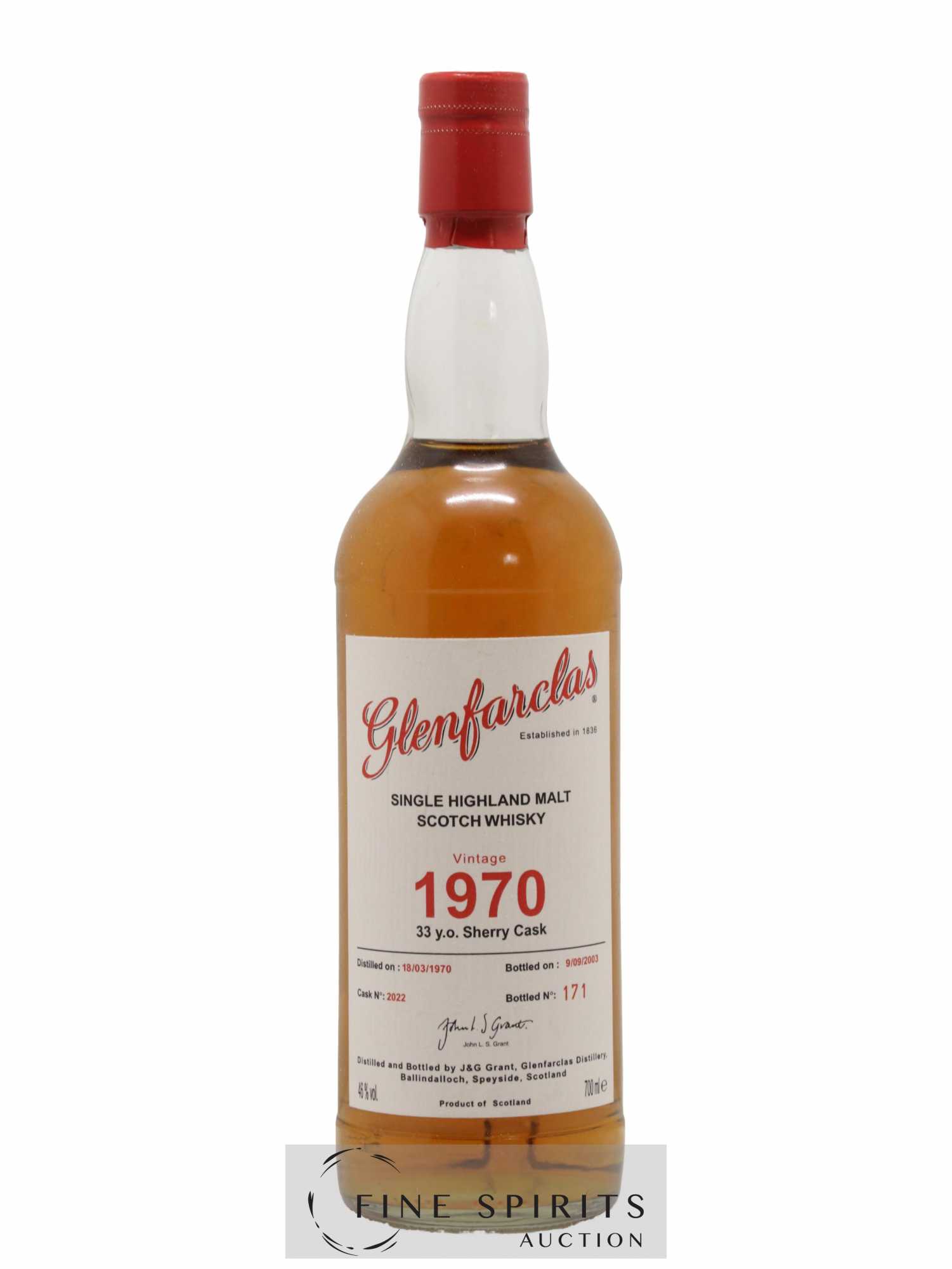 Glenfarclas 33 years 1970 Of. Sherry Cask n°2022 - bottled 2003 - Lot de 1 bouteille - 1