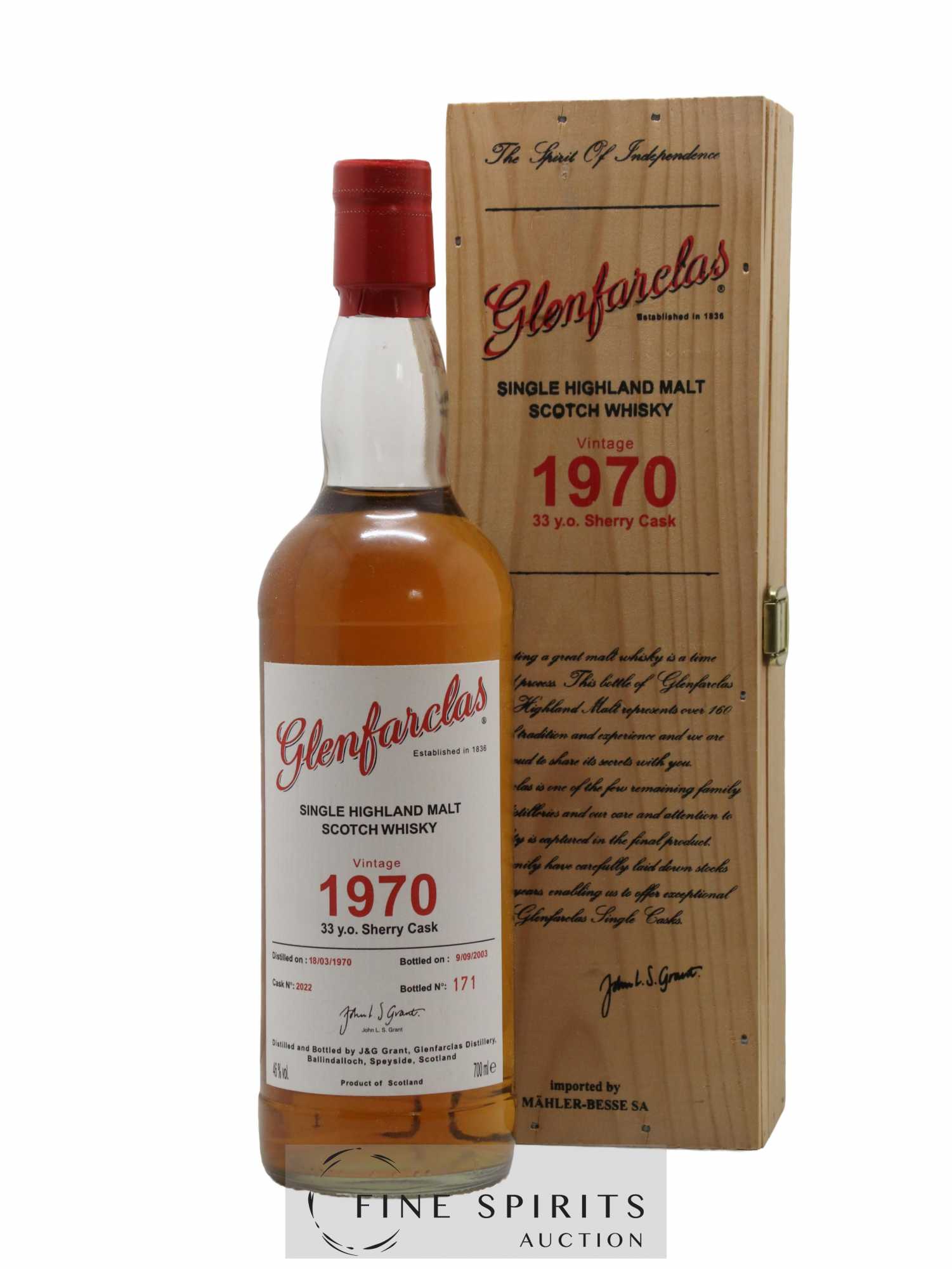 Glenfarclas 33 years 1970 Of. Sherry Cask n°2022 - bottled 2003 - Lot de 1 bouteille - 0