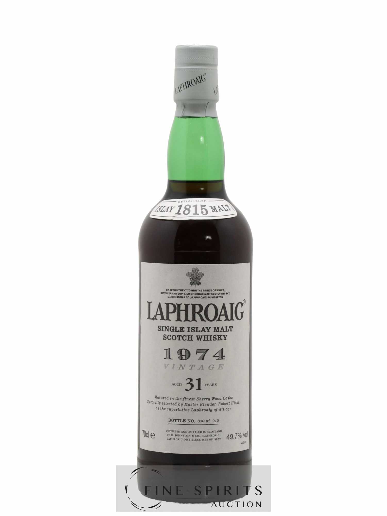 Laphroaig 31 years 1974 Of. Sherry Wood Cask - One of 910 bottles - Lot de 1 bouteille - 1
