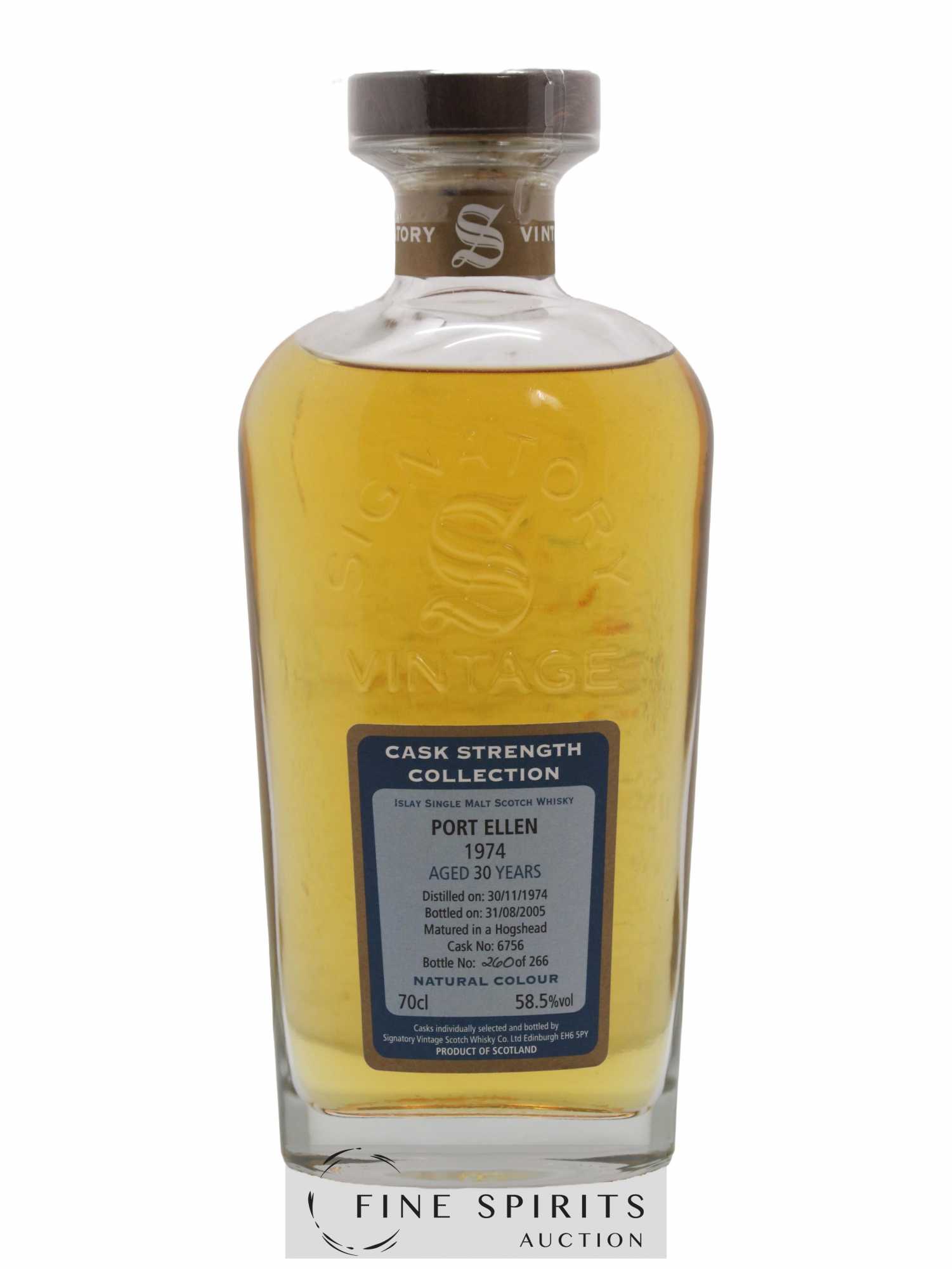 Port Ellen 30 years 1974 Signatory Vintage Cask n°6756 - One of 266 - bottled 2005 Cask Strength Collectio - Lot de 1 bouteille - 1