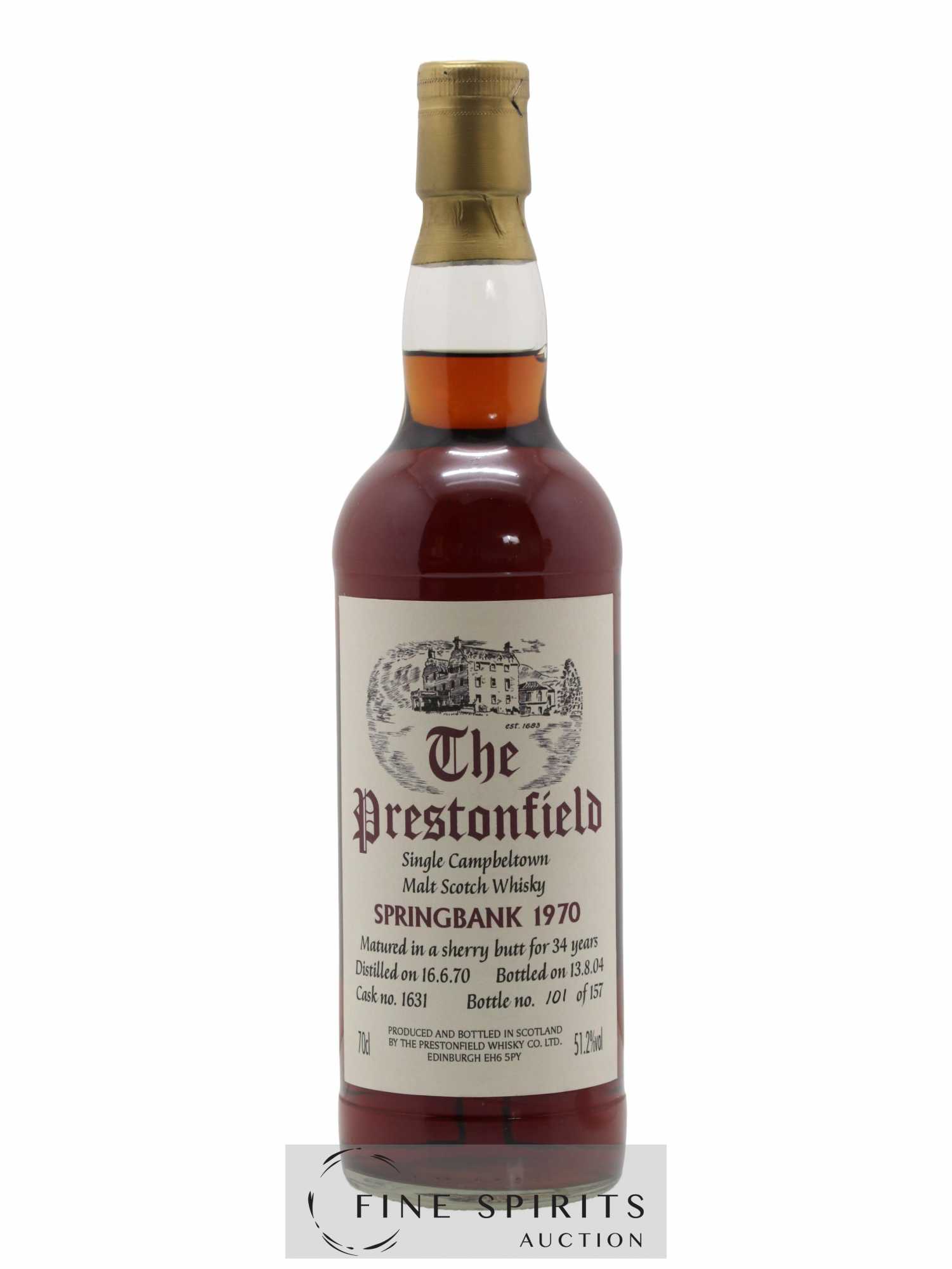 Springbank 34 years 1970 Signatory Vintage The Prestonfield Cask n°1631 - One of 157 - bottled 2004 - Lot de 1 bouteille - 1