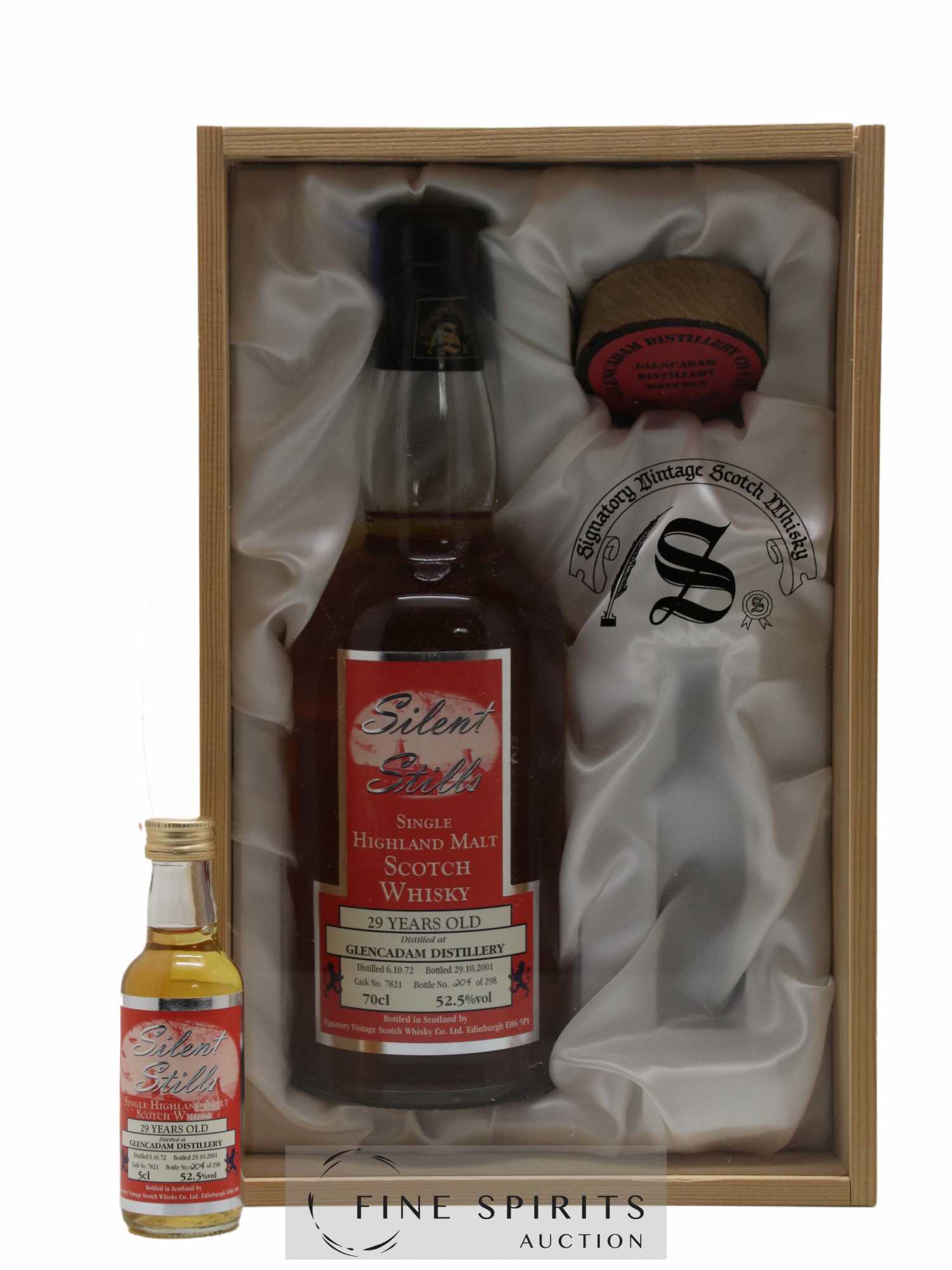 Glencadam 29 years 1972 Signatory Vintage Complete Set with Mignonette Cask n°7821 One of 298 - bottled 2 - Lot de 1 bouteille - 1