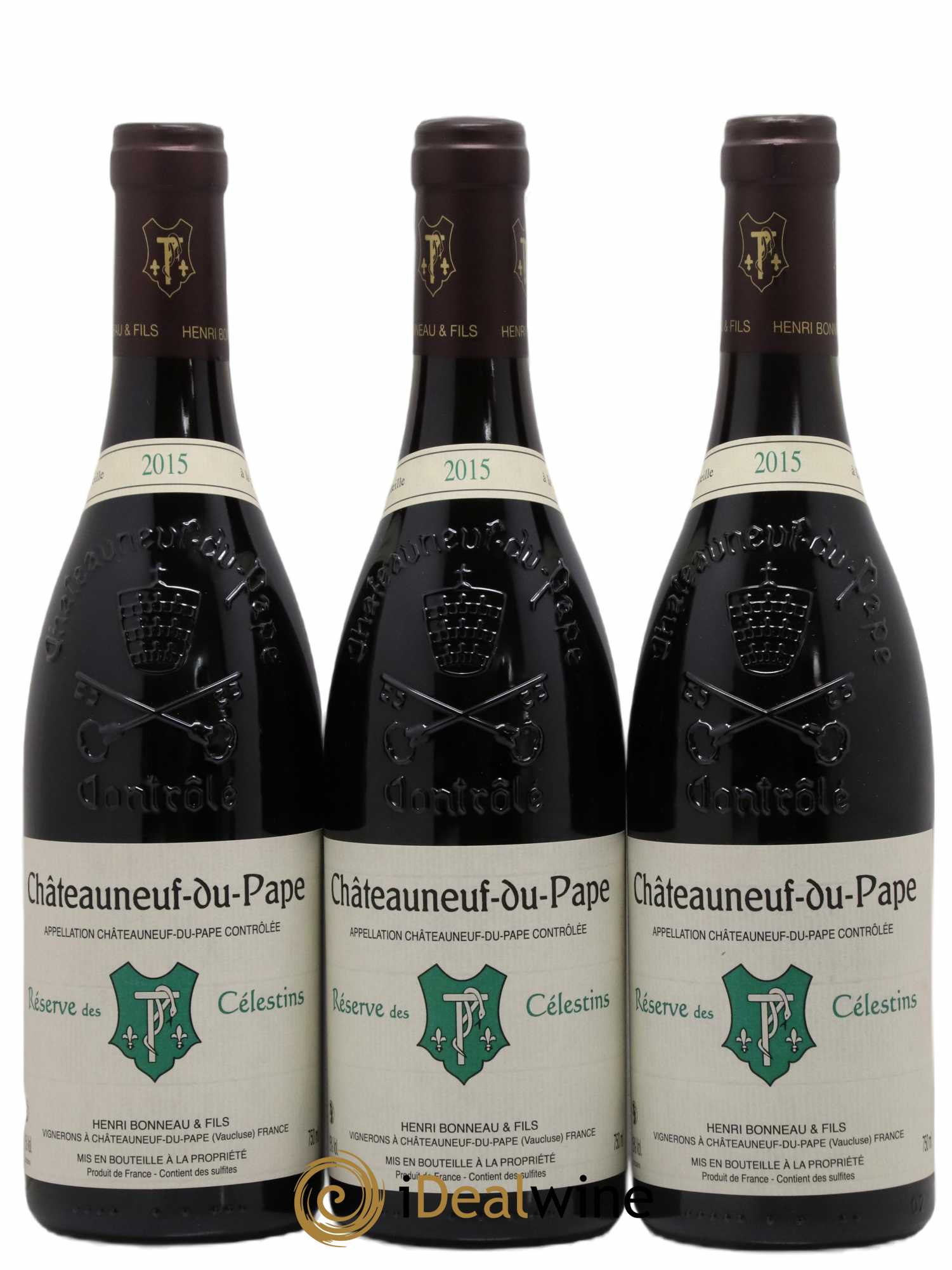 Châteauneuf-du-Pape Réserve des Célestins Henri Bonneau & Fils 2015 - Lot de 3 bouteilles - 0