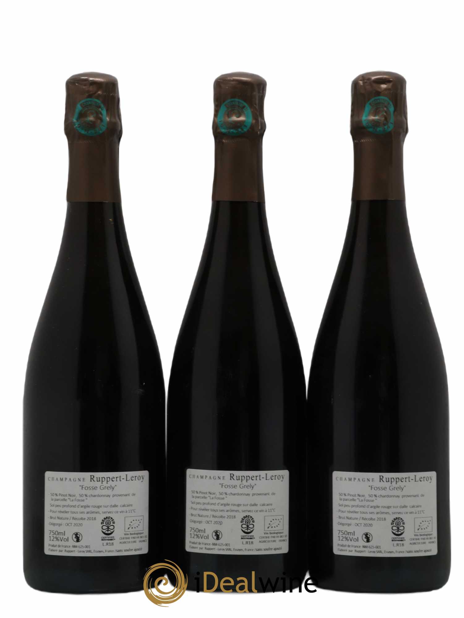 Fosse-Grely Brut Nature Ruppert-Leroy 2018 - Lot de 3 bouteilles - 1