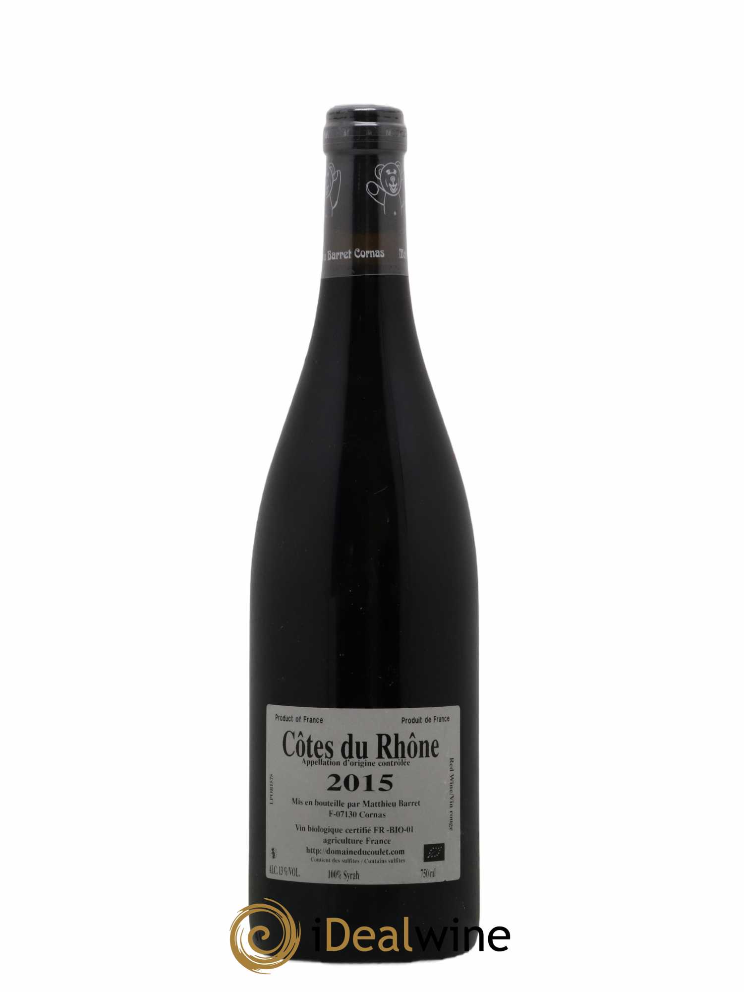 Côtes-du-Rhône Petit Ours Brun Coulet (Domaine du) - Matthieu Barret 2015 - Lot de 1 bouteille - 1