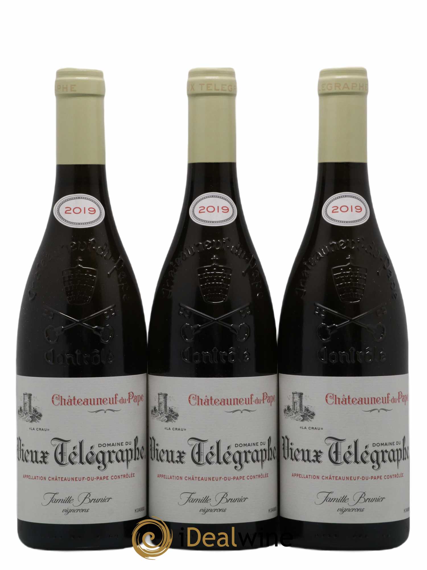 Châteauneuf-du-Pape Vieux Télégraphe (Domaine du) Vignobles Brunier 2019 - Lot de 3 bouteilles - 0