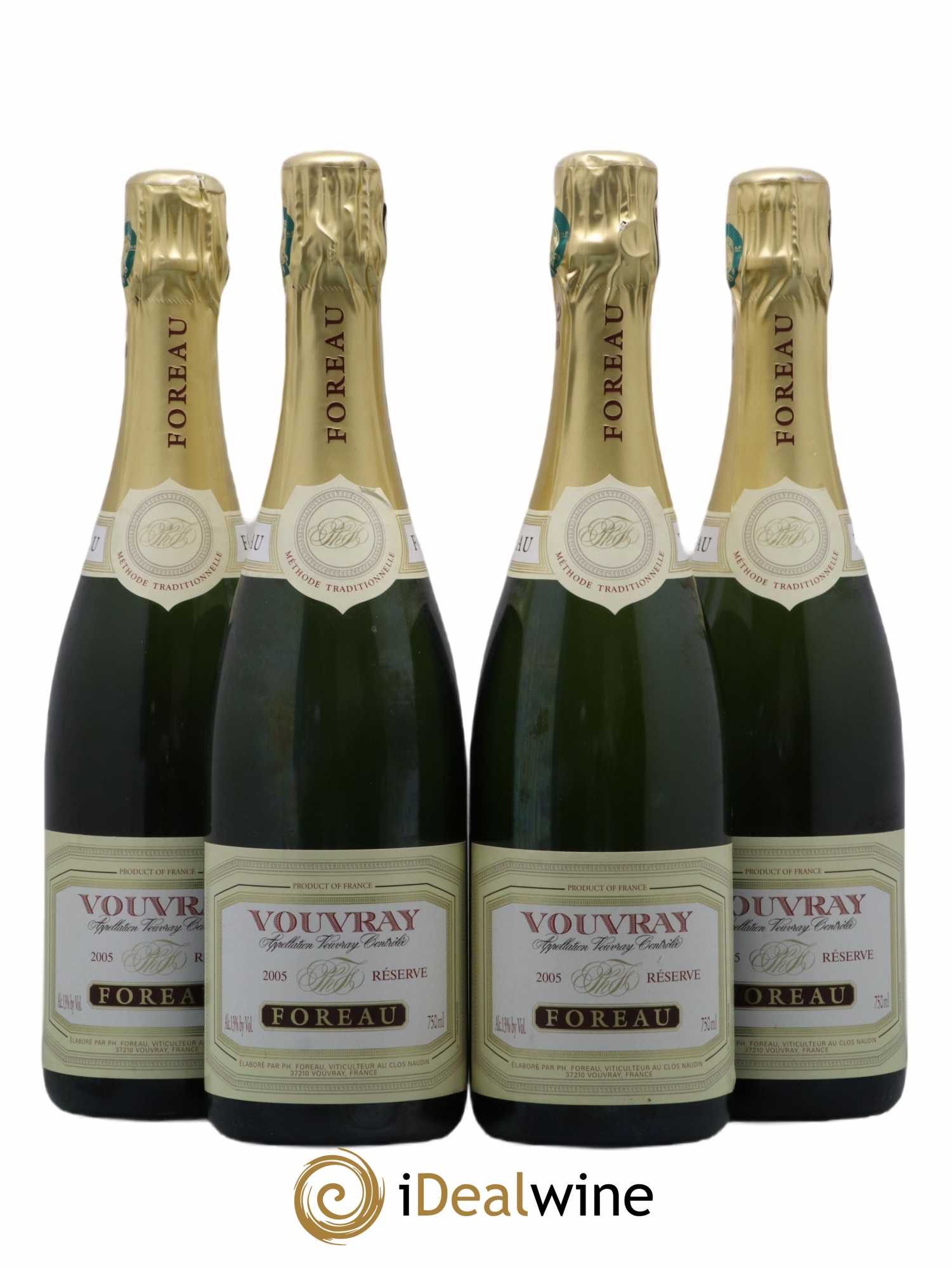 Vouvray Méthode Traditionnelle Brut Reserve Clos Naudin - Philippe Foreau 2005 - Lot de 4 bouteilles - 0
