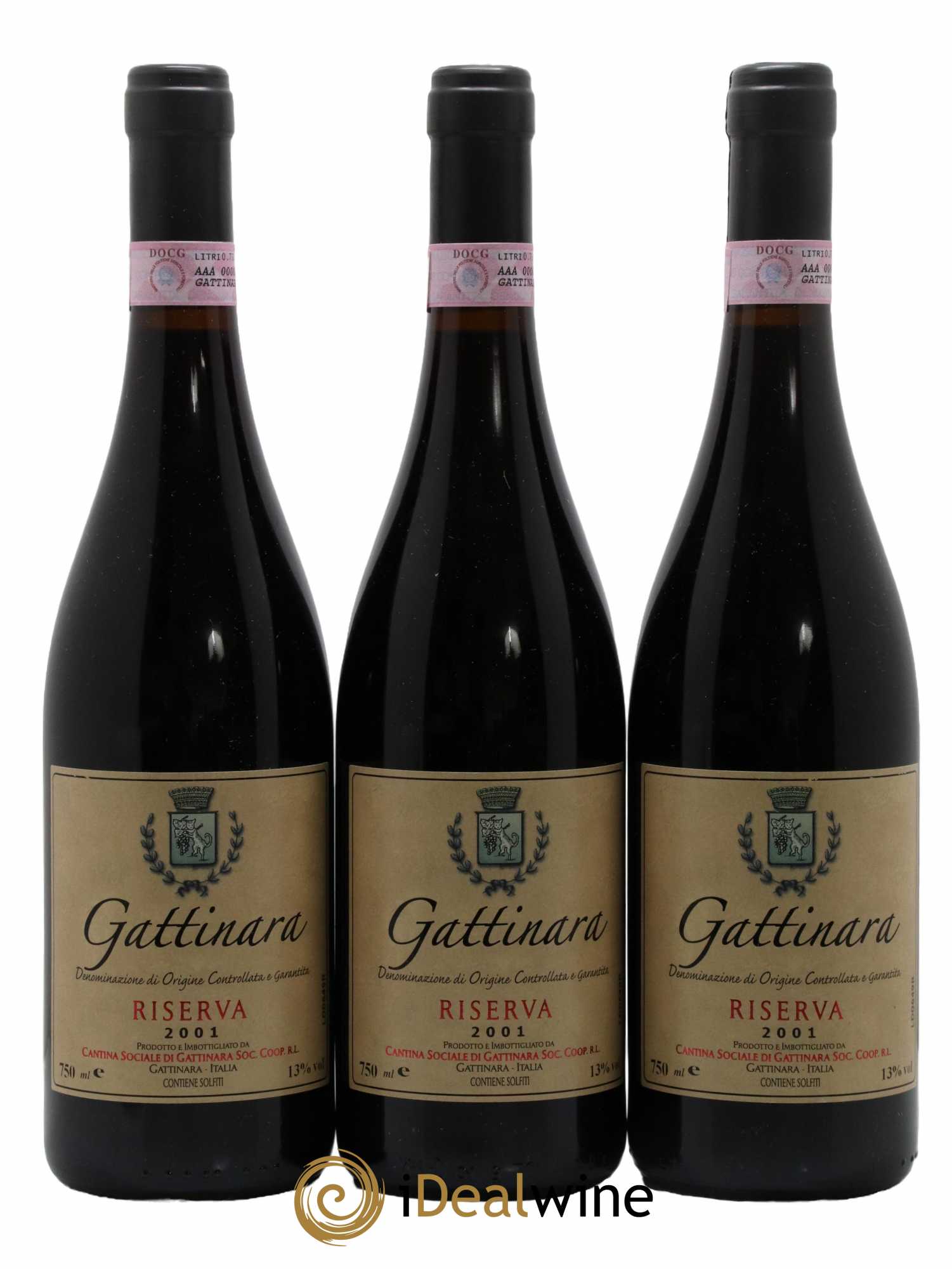 Gattinara DOCG Riserva Cantina Sociale di Gatinara 2001 - Lot de 3 bouteilles - 0