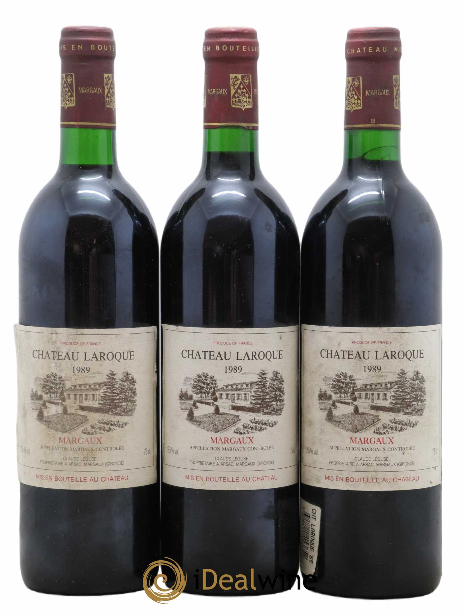 Bordeaux Margaux Château Laroque 1989 - Lot de 3 bouteilles - 0