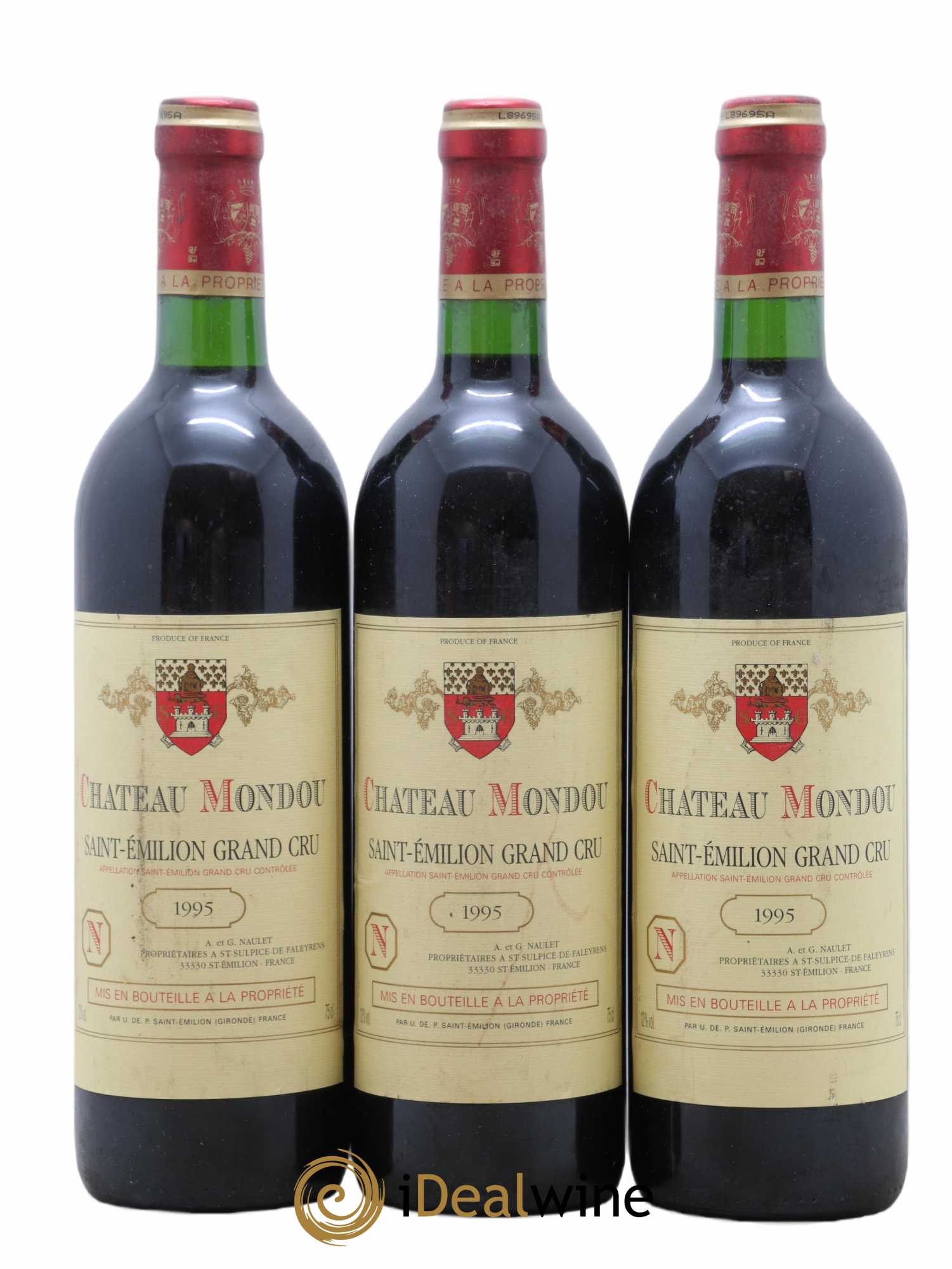 Saint-Émilion Grand Cru Château Mondou 1995 - Lot de 3 bouteilles - 0