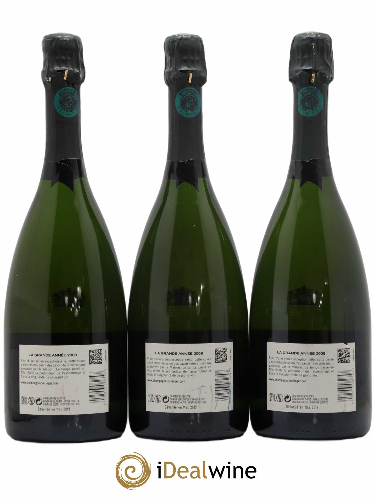 La Grande Année Brut Bollinger 2008 - Lot of 3 bottles - 1