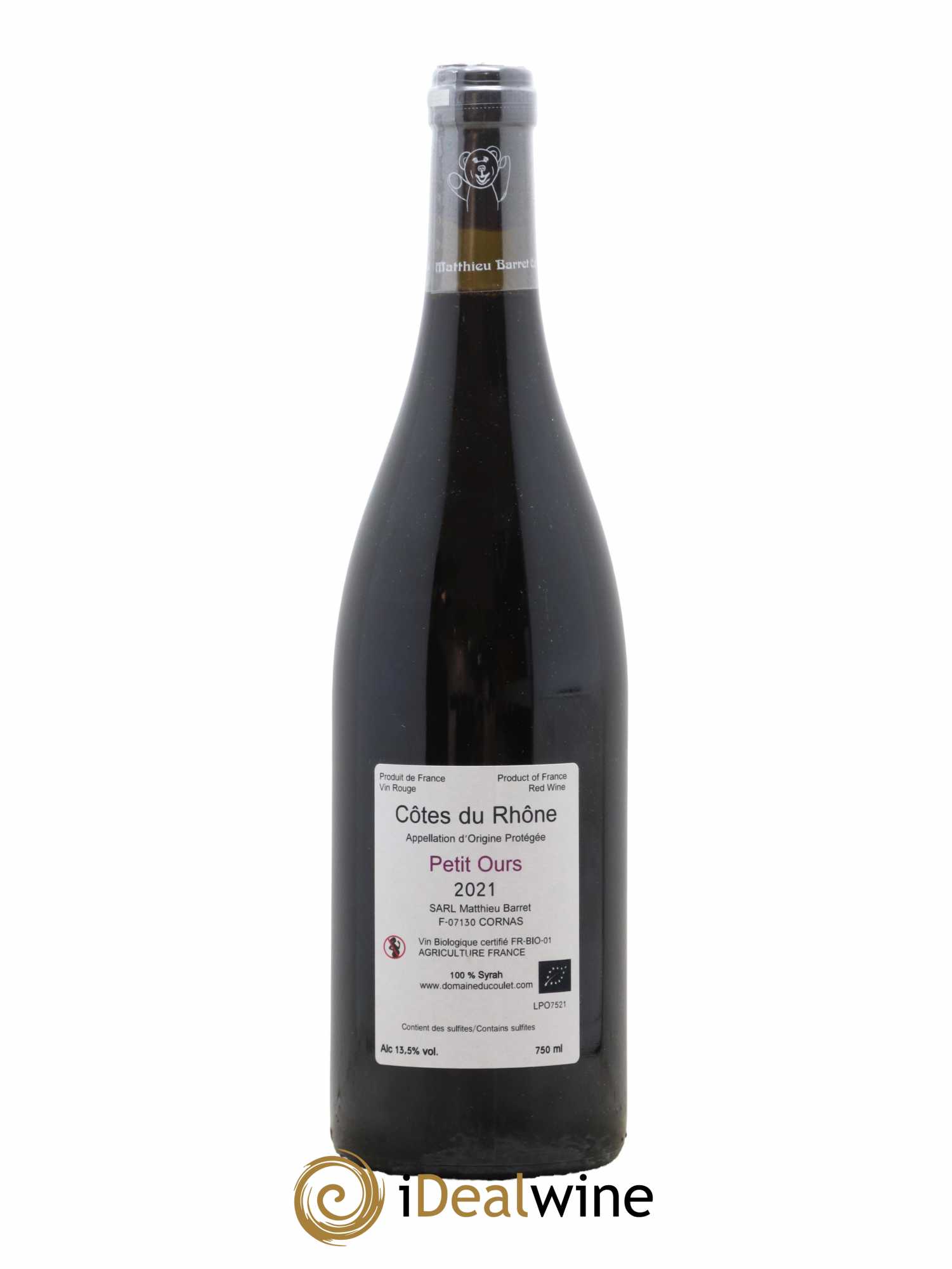 Côtes-du-Rhône Petit Ours Matthieu Barret 2021 - Lot de 1 bouteille - 1