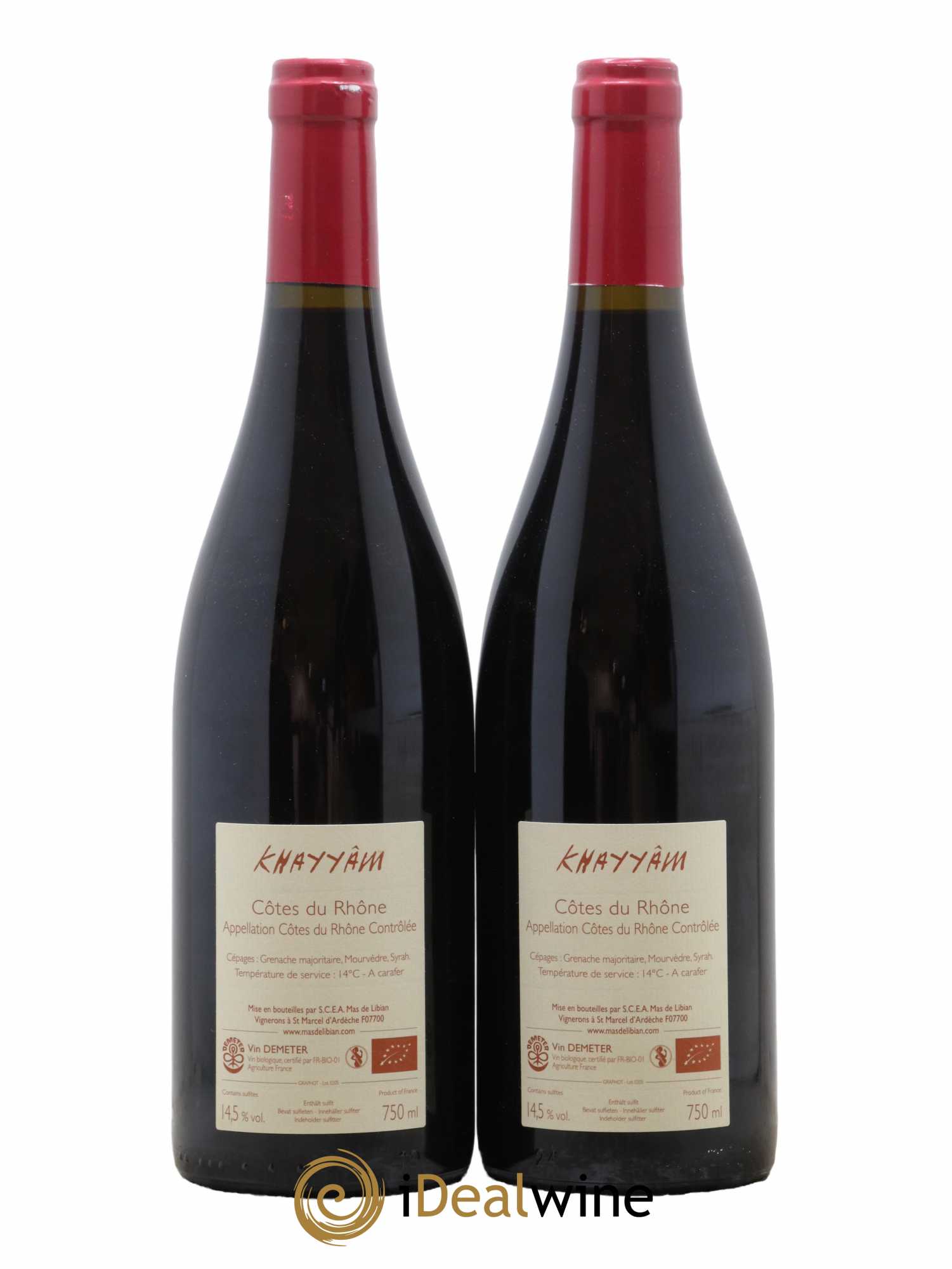 Vin de France (anciennement Côtes-du-Rhône) Khayyam Mas de Libian 2020 - Lot de 2 bouteilles - 1
