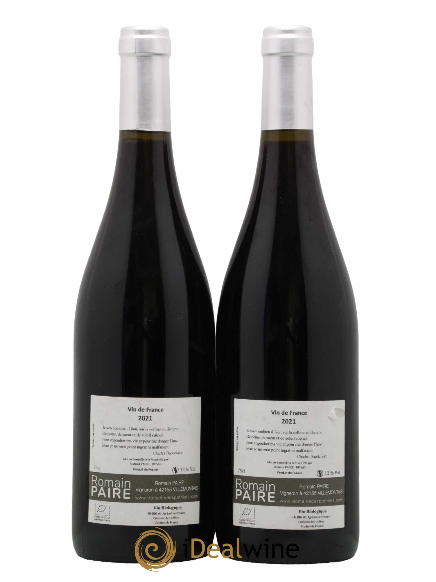 Vin de France La Colline en flamme Romain Paire 2021 - Lot de 2 bouteilles - 1