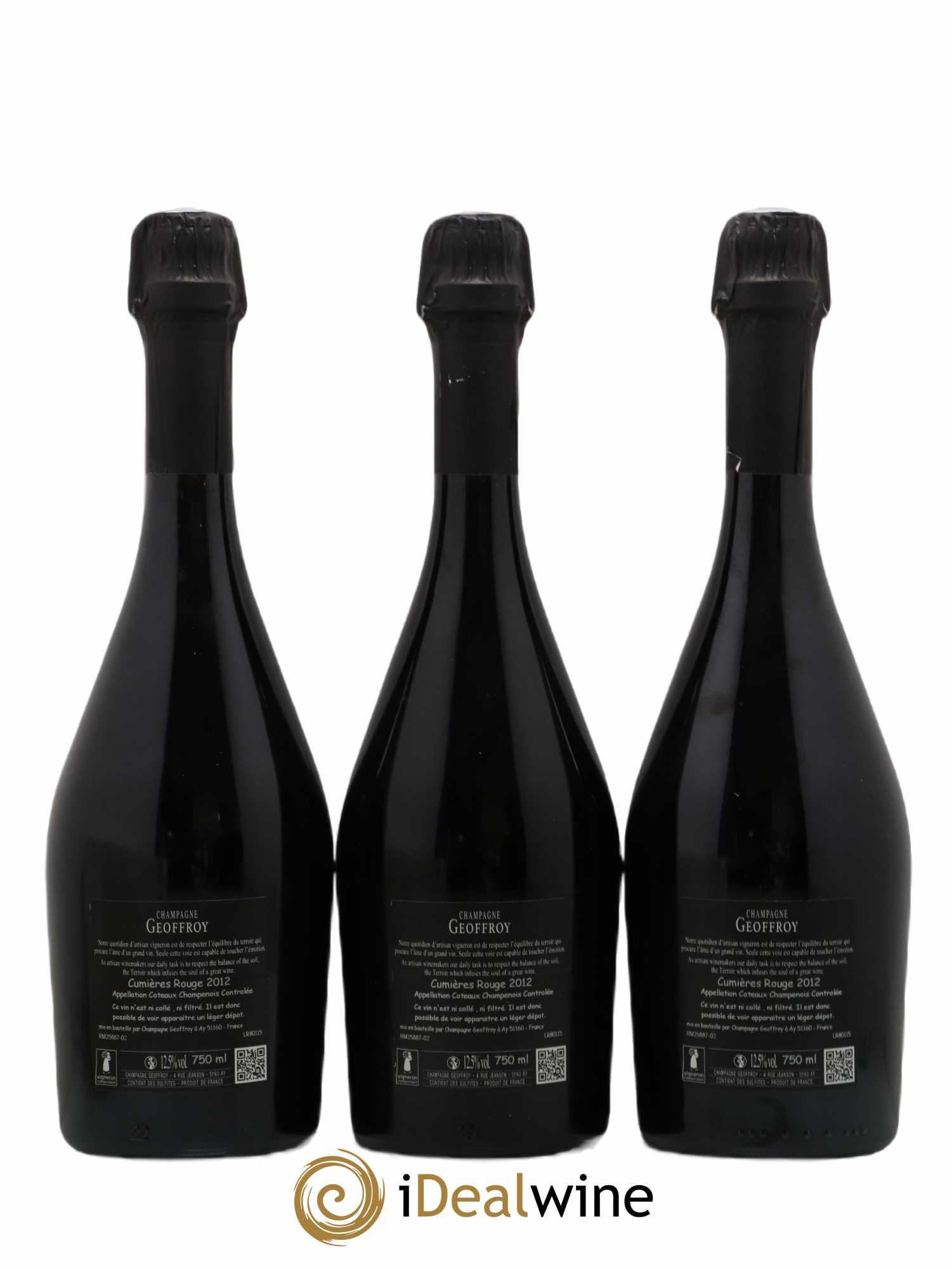 Coteaux Champenois Cumières Champagne Geoffroy Pinot Meunier Rouge 2012 - Lot de 3 bouteilles - 1