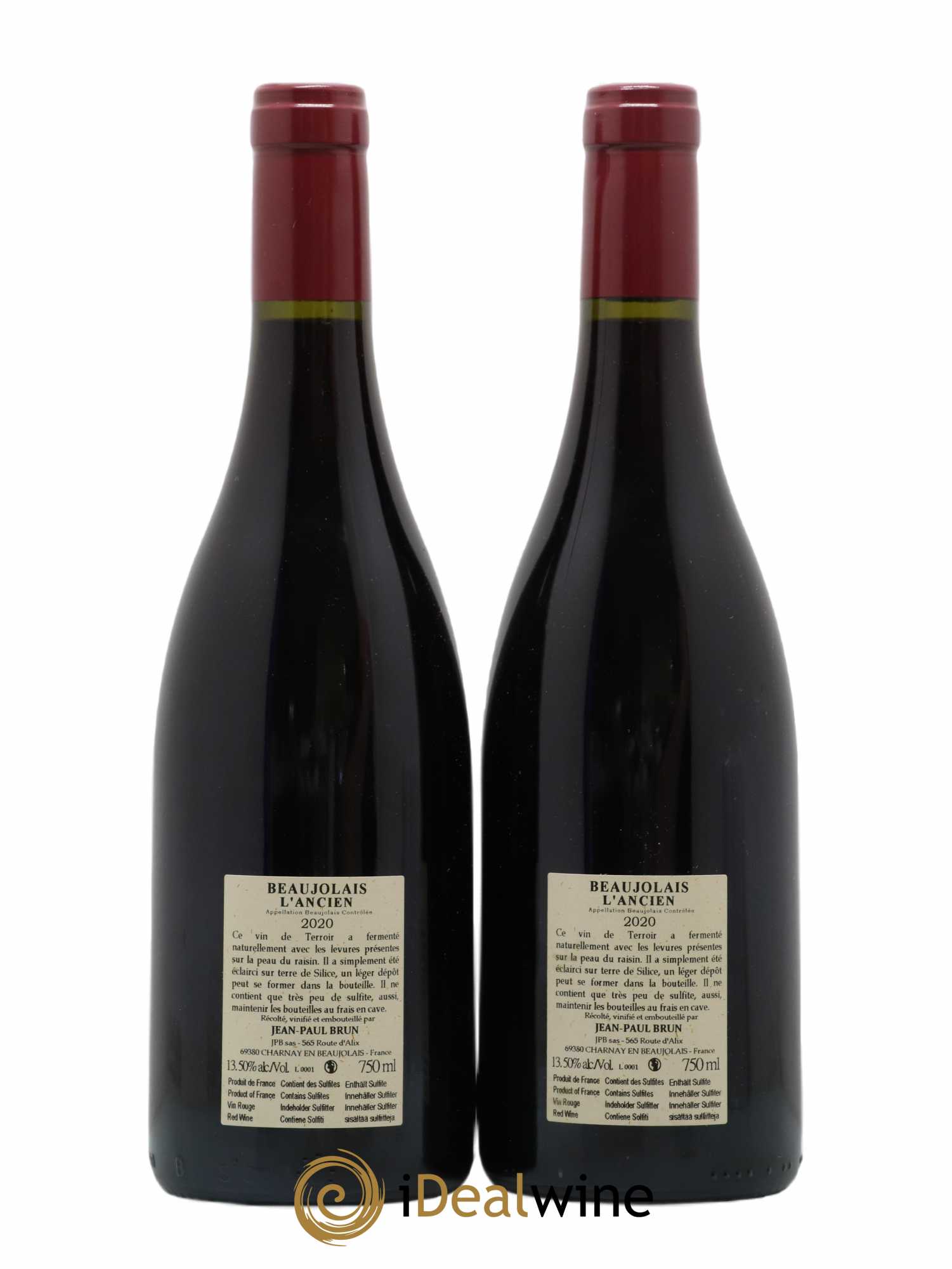 Beaujolais L'Ancien Terres dorées - J-P. Brun (Domaine des) 2020 - Lot of 2 bottles - 1