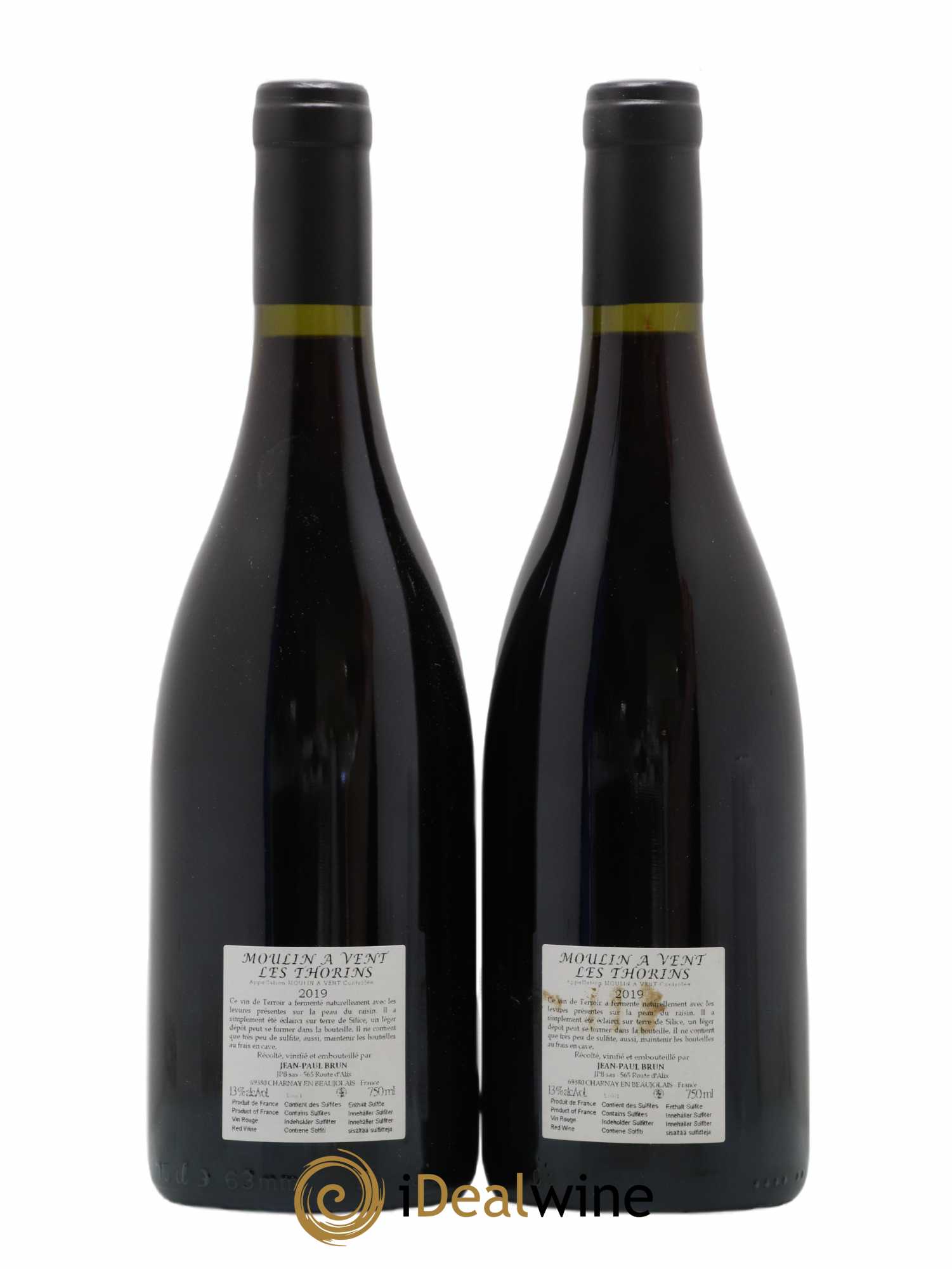 Moulin-à-Vent Les Thorins Terres dorées - J-P. Brun (Domaine des) 2019 - Lot de 2 bouteilles - 1