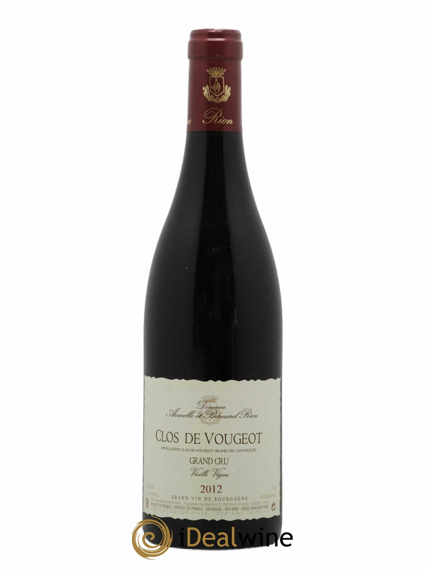 Clos de Vougeot Grand Cru Domaine Armelle et Bernard Rion Vieilles Vignes 2012 - Lot de 1 bouteille - 0