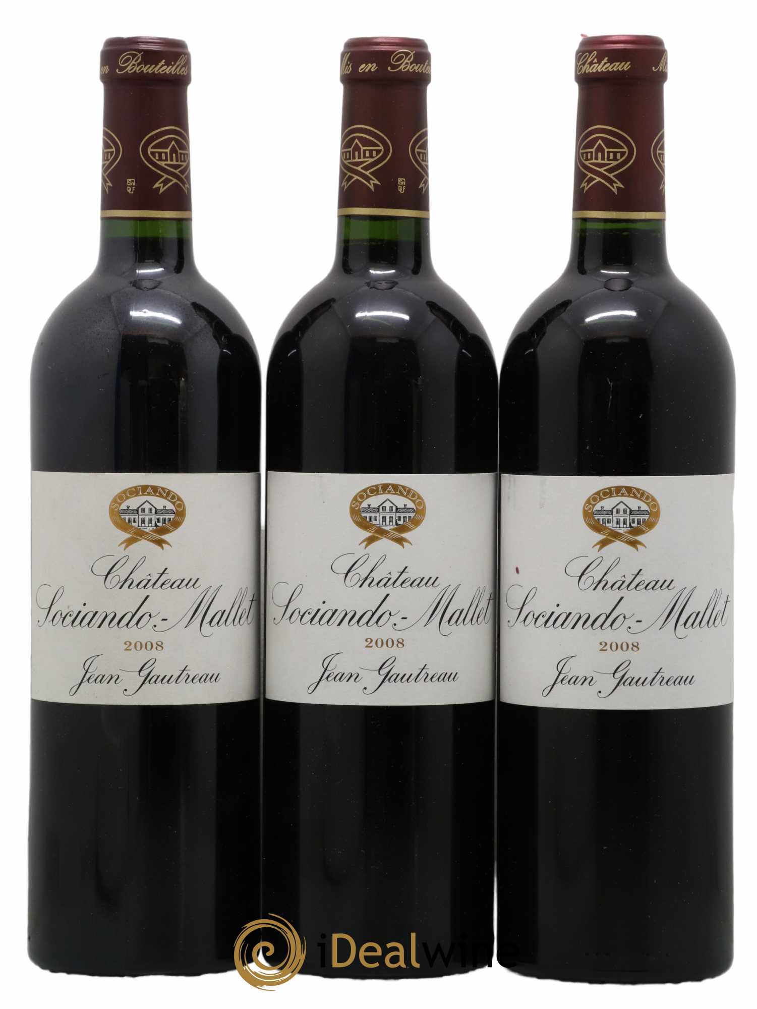 Château Sociando Mallet 2008 - Lot de 3 bouteilles - 0