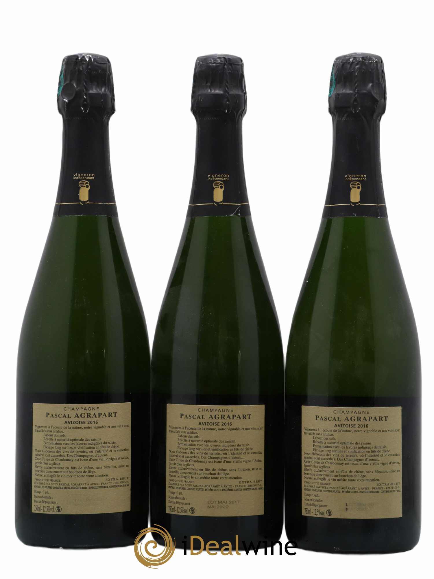Avizoise Blanc de Blancs Brut Nature Pascal Agrapart 2016 - Lot de 3 bouteilles - 1