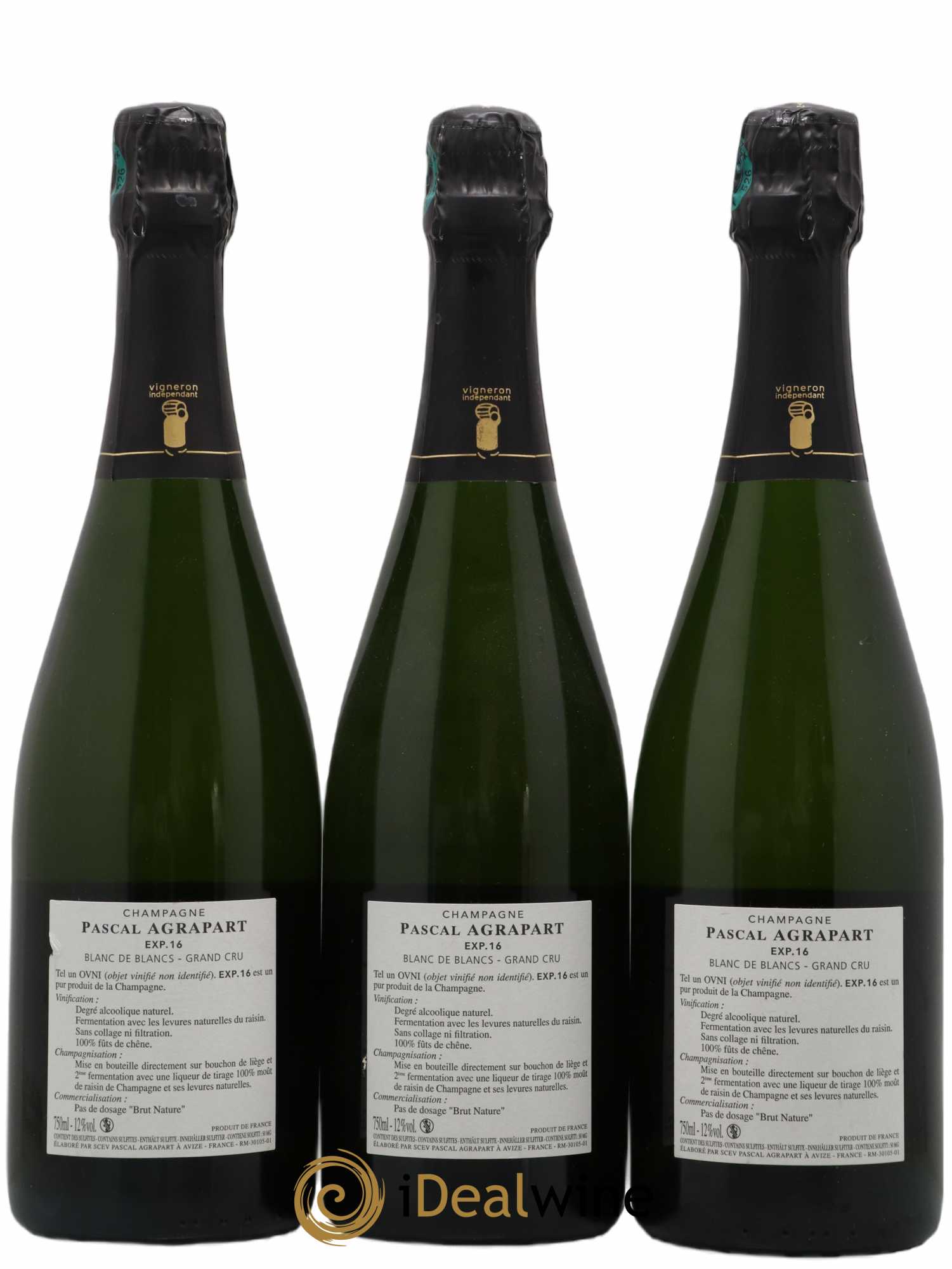 Expérience Blanc de Blancs Grand Cru Brut Nature Agrapart & Fils 2016 - Lot de 3 bouteilles - 1