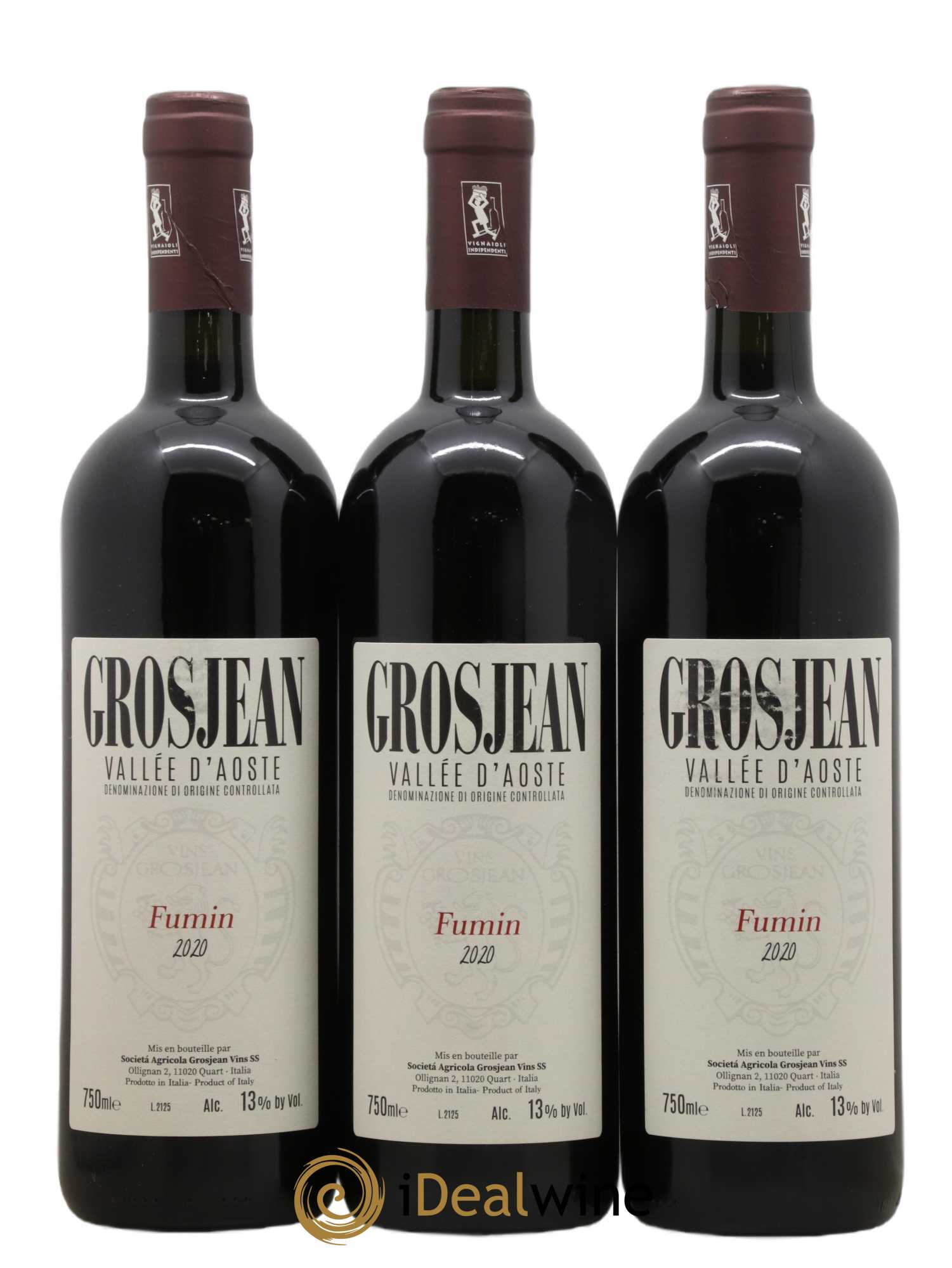 Italie Vallée D'Aoste DOC Fumin Grosjean Freres 2020 - Lot de 3 bouteilles - 0