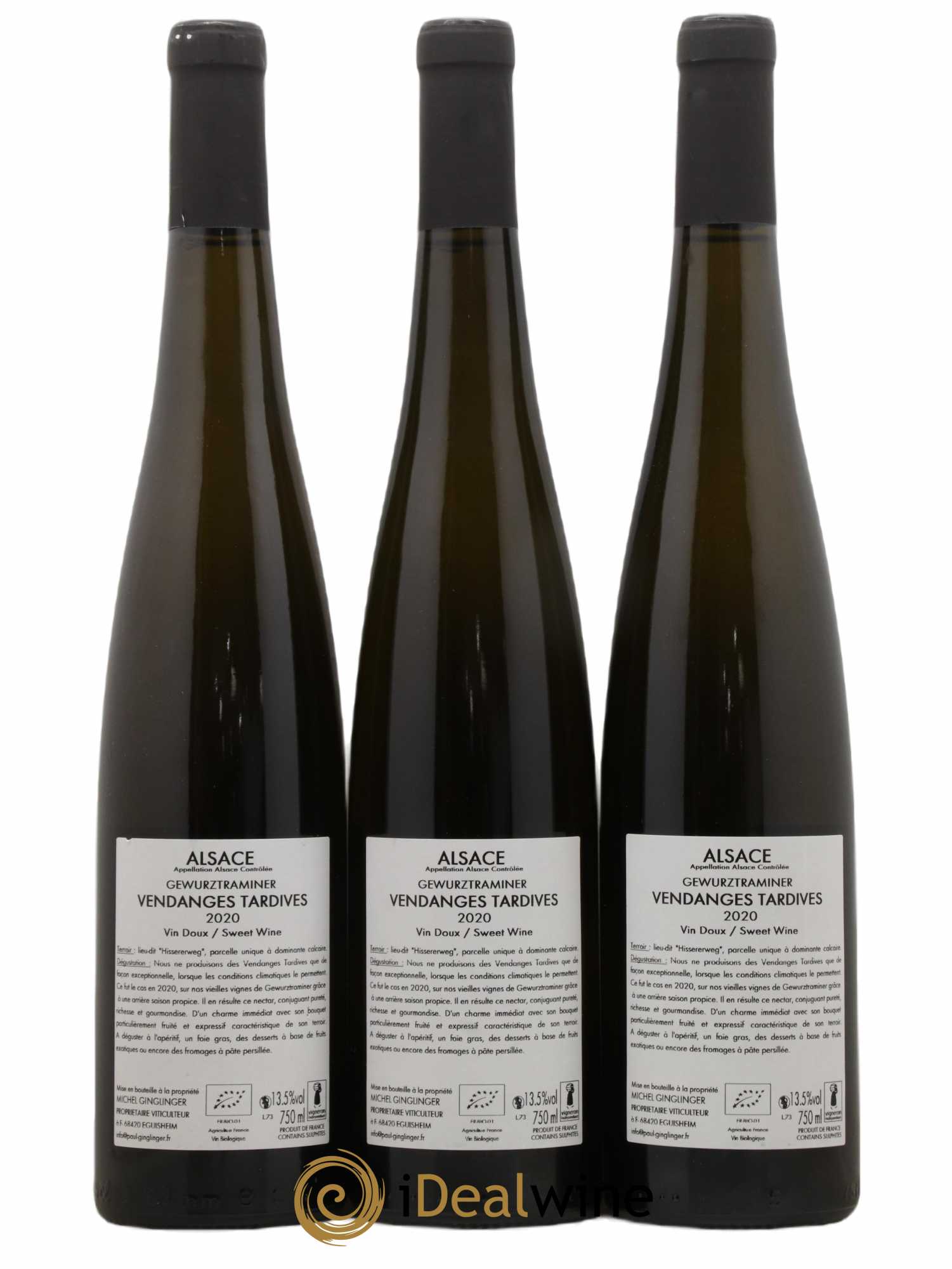 Gewurztraminer Vendanges Tardives Paul Ginglinger 2020 - Lot de 3 bouteilles - 1