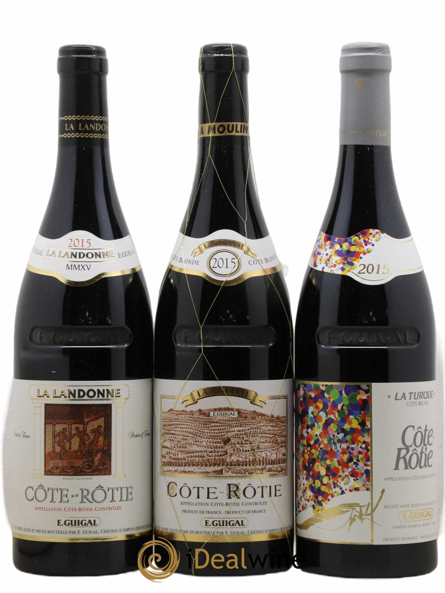 Côte-Rôtie Guigal Trilogie La Turque - La Landonne - La Mouline 2015 - Lot de 3 bouteilles - 0