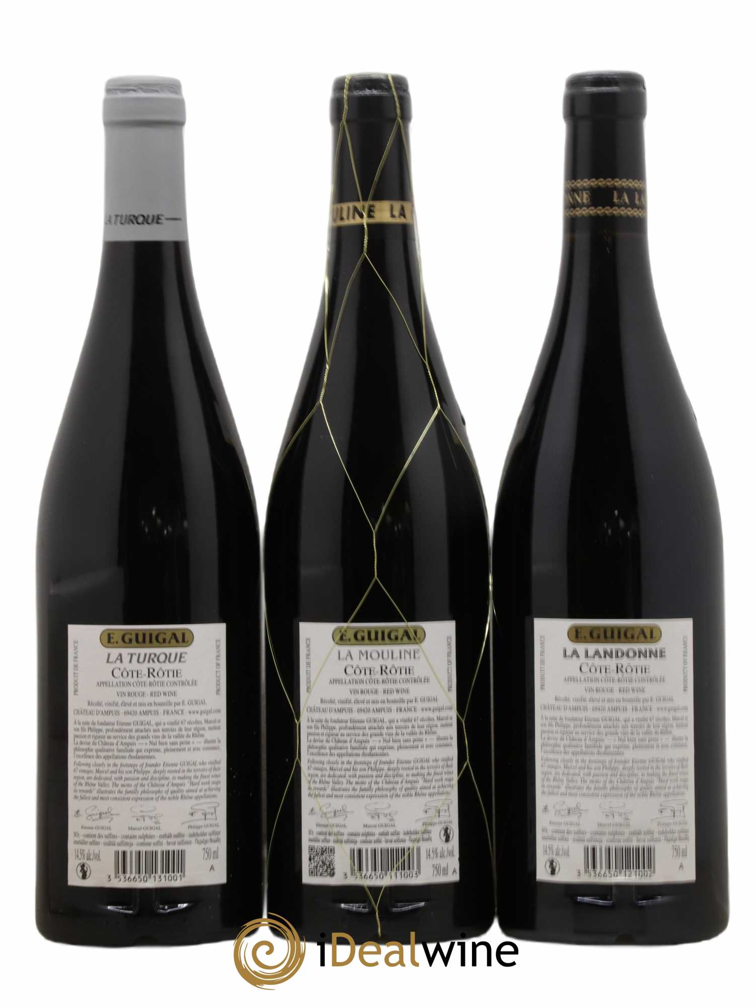 Côte-Rôtie Guigal Trilogie La Turque - La Landonne - La Mouline 2019 - Lot de 3 bouteilles - 1